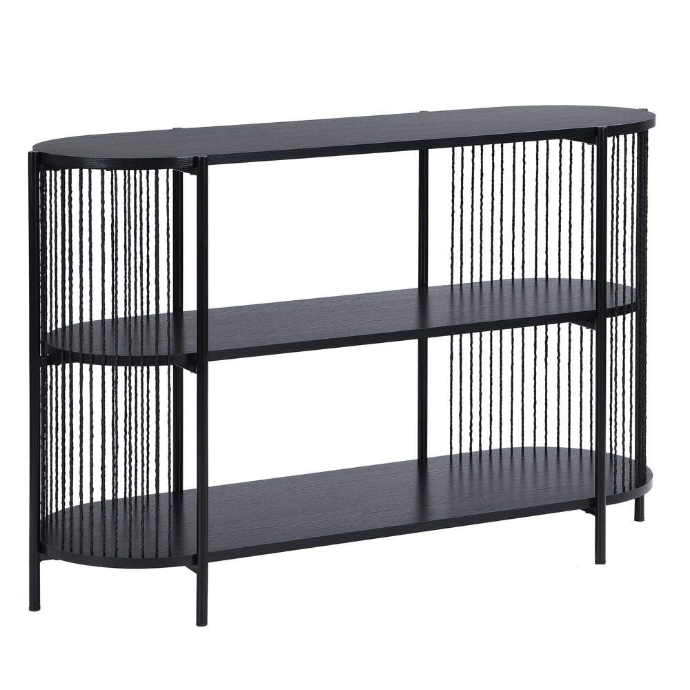 Consolle credenza con 3 ripiani in MDF e metallo in nero