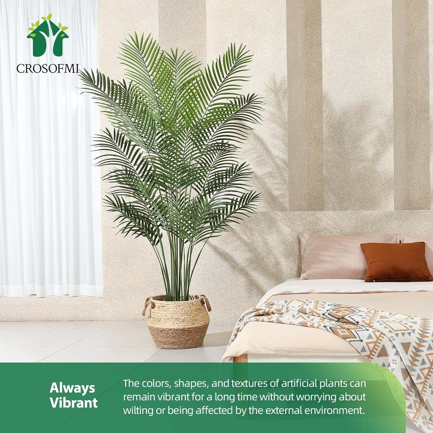 Crosofmi Piante Finte Areca Palma 170 cm (2 PACK) - immagine 4