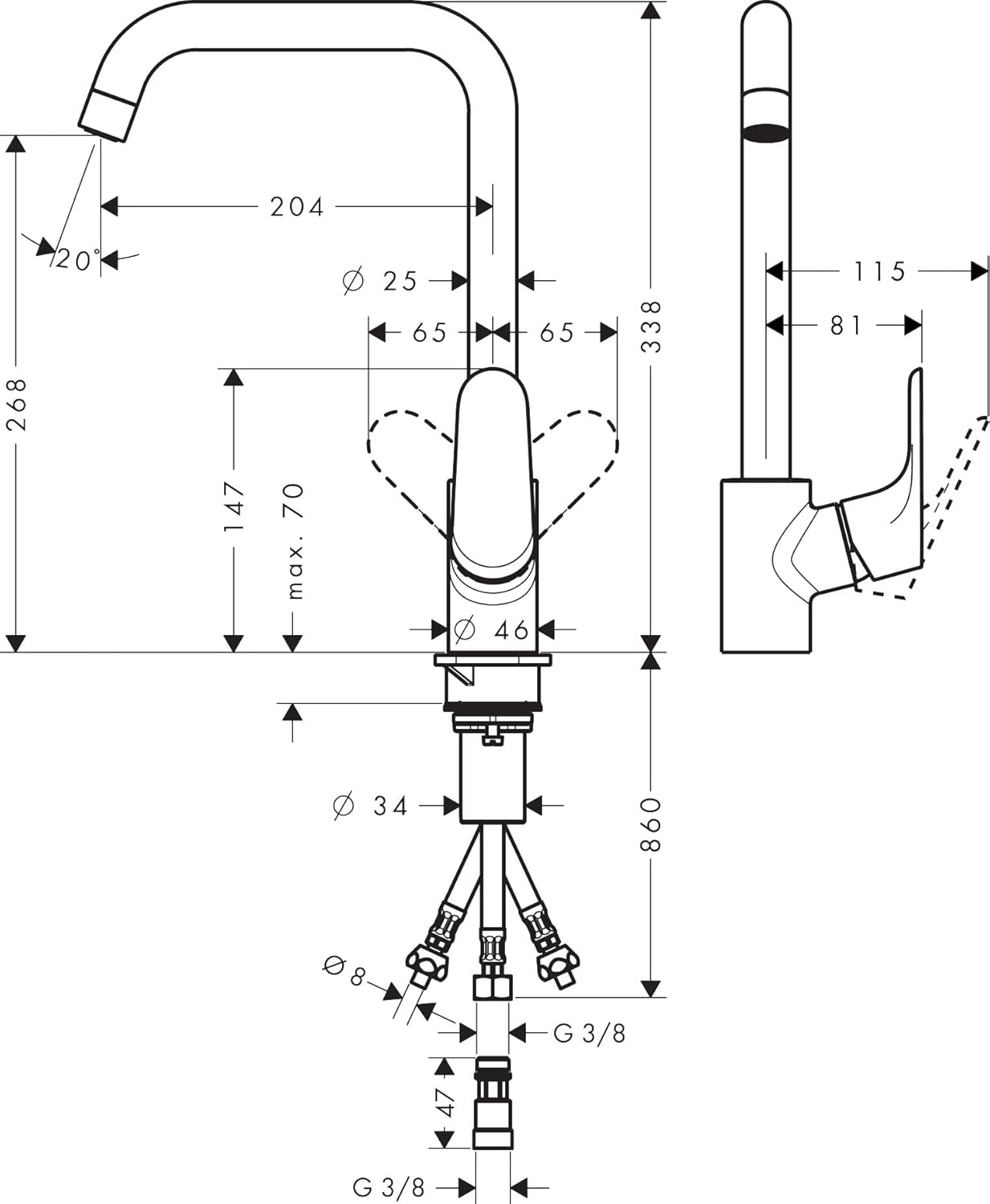 Hansgrohe Focus M41 - Miscelatore Cucina Monocomando 260 - immagine 2
