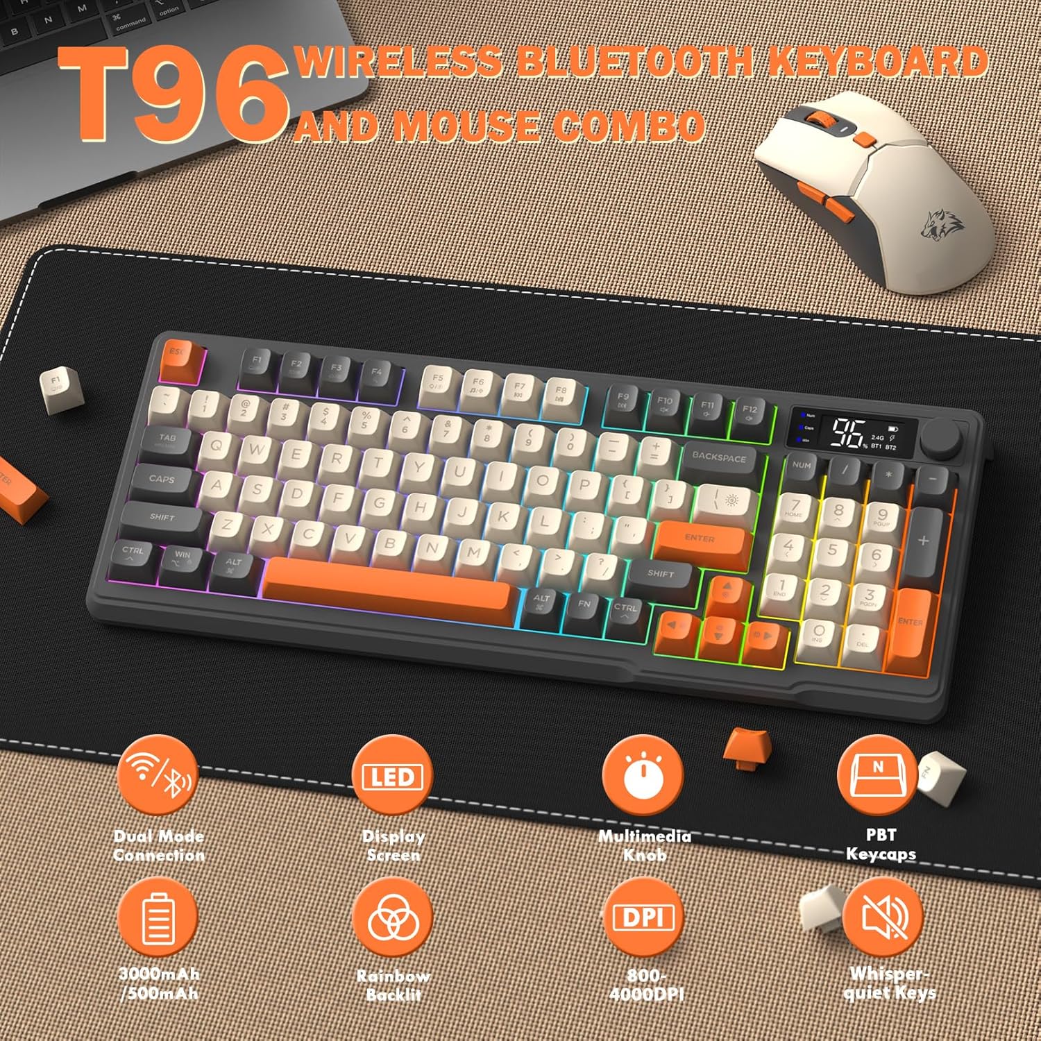 Ziyou Lang×FREEWOLF T96 Set Tastiera Mouse Wireless - immagine 3