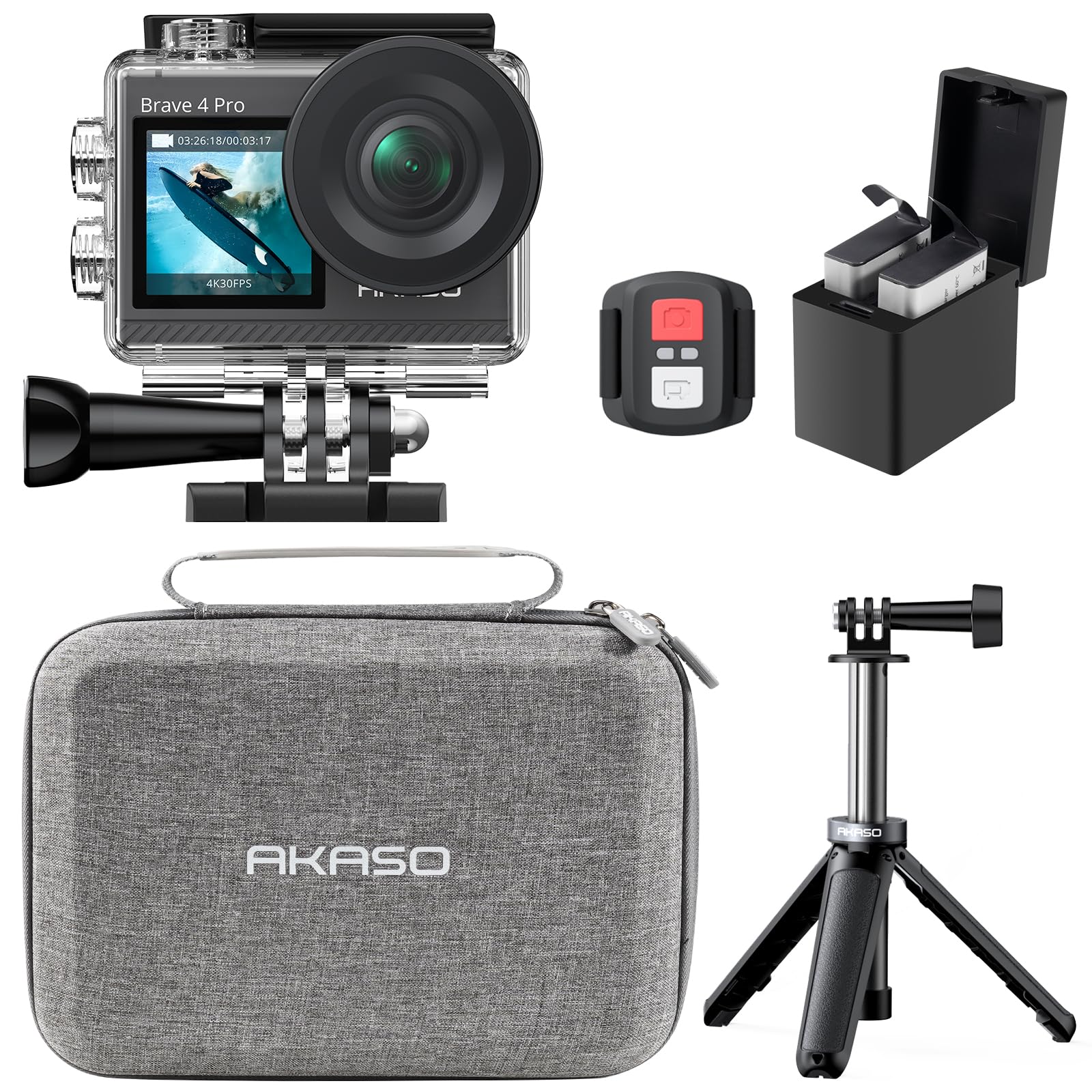 Akaso Brave 4 Pro Action Cam 4K 20MP con Treppiede | Velz