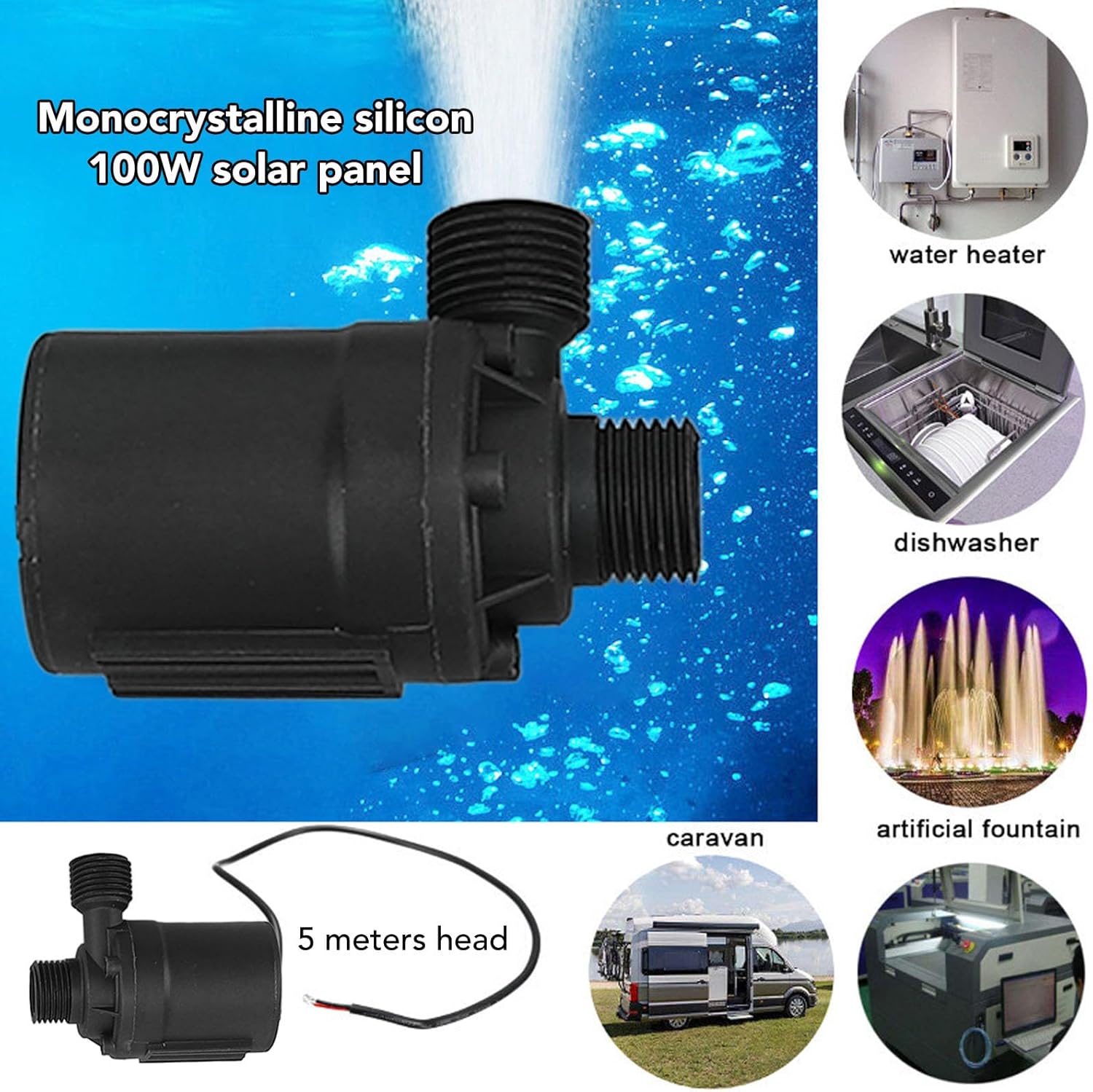 Kit Pompa Acqua Solare 100W per Fontana - immagine 4