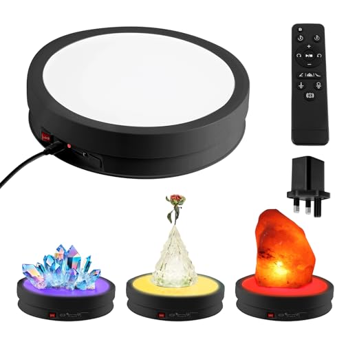 Piatto Girevole Elettrico 22cm con LED 6 Colori, Black