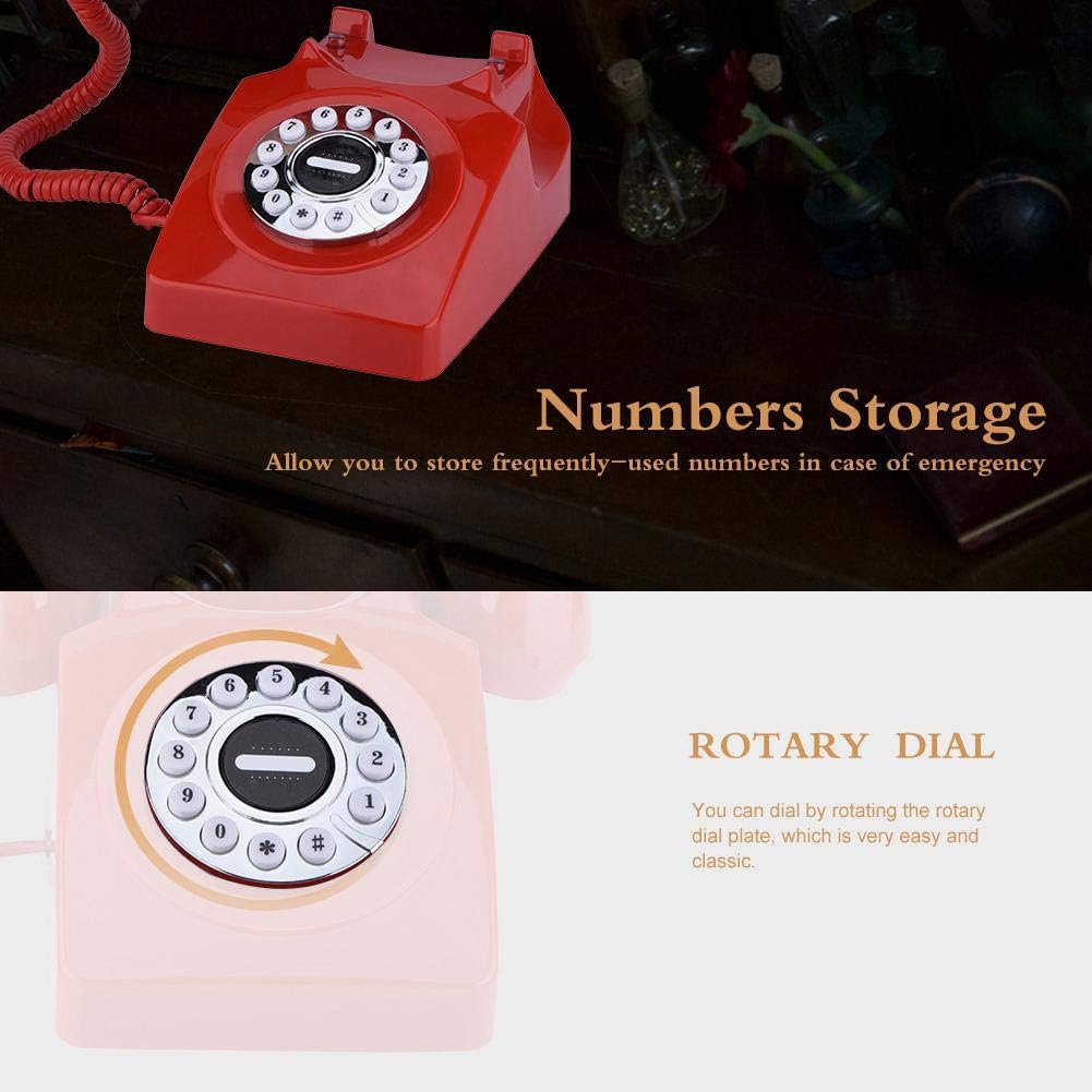 Telefono Fisso Stile Retro con Disco Combinatore, Rosso - immagine 4
