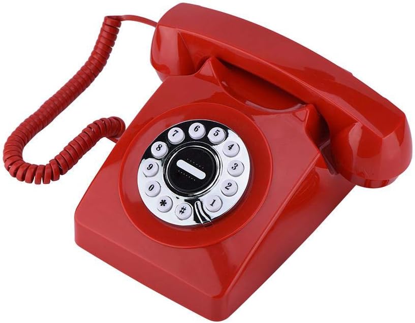 Telefono Fisso Stile Retro con Disco Combinatore, Rosso - immagine 6