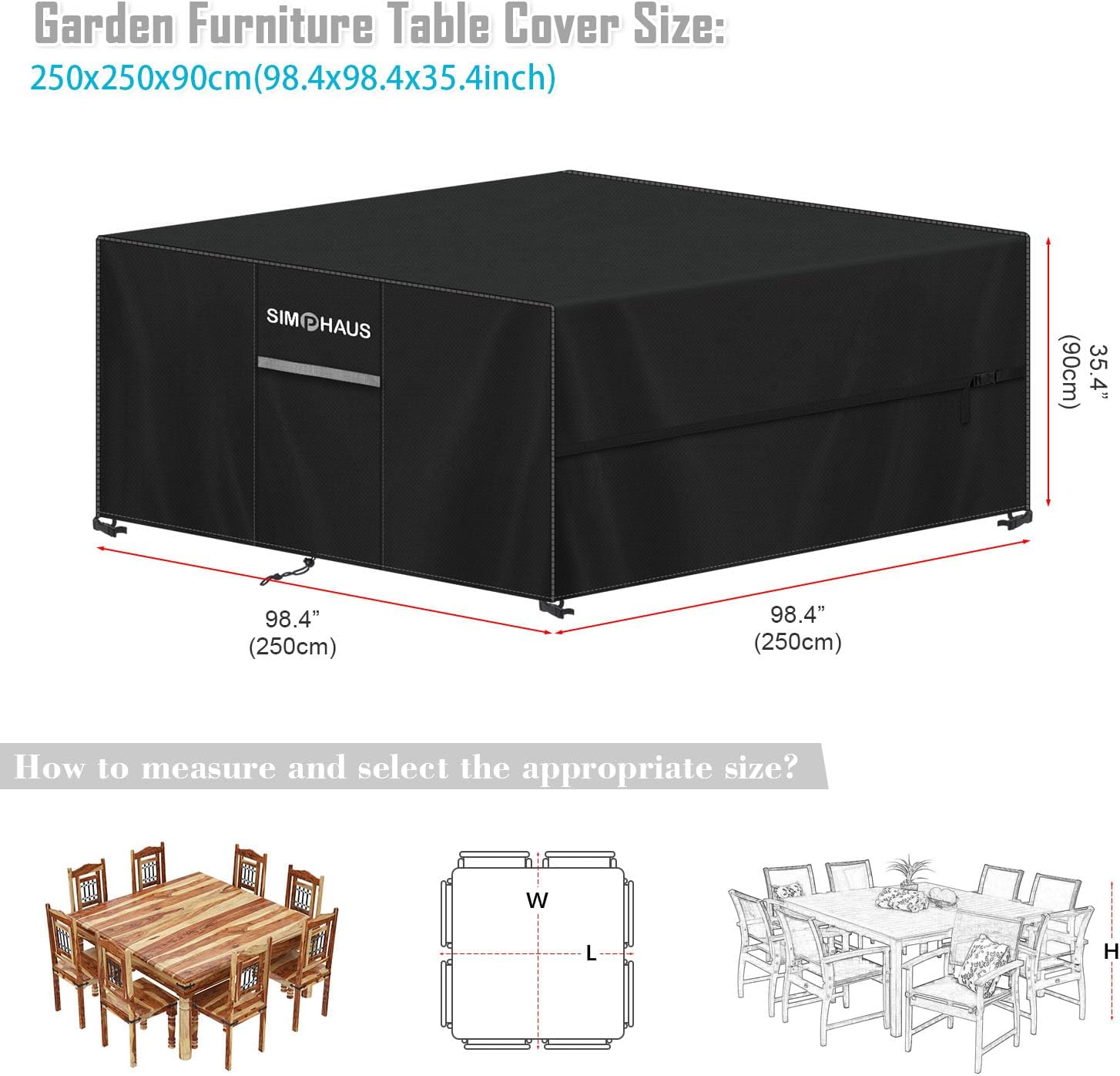 Telo Copritavolo da Esterno Impermeabile 250x250x90cm - immagine 2