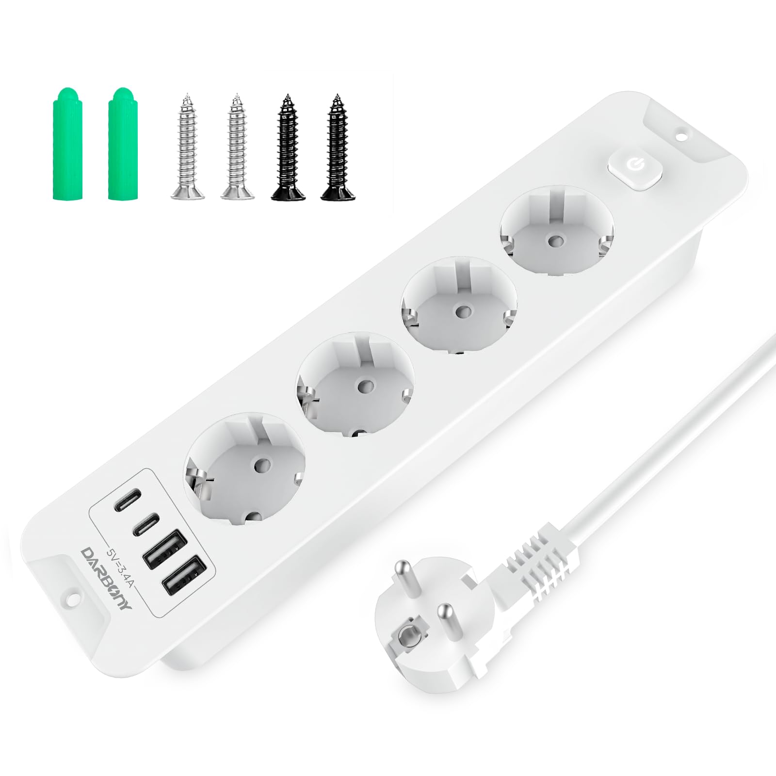 Ciabatta Elettrica da Tavolo a Scomparsa 4000W con 2 USB-C