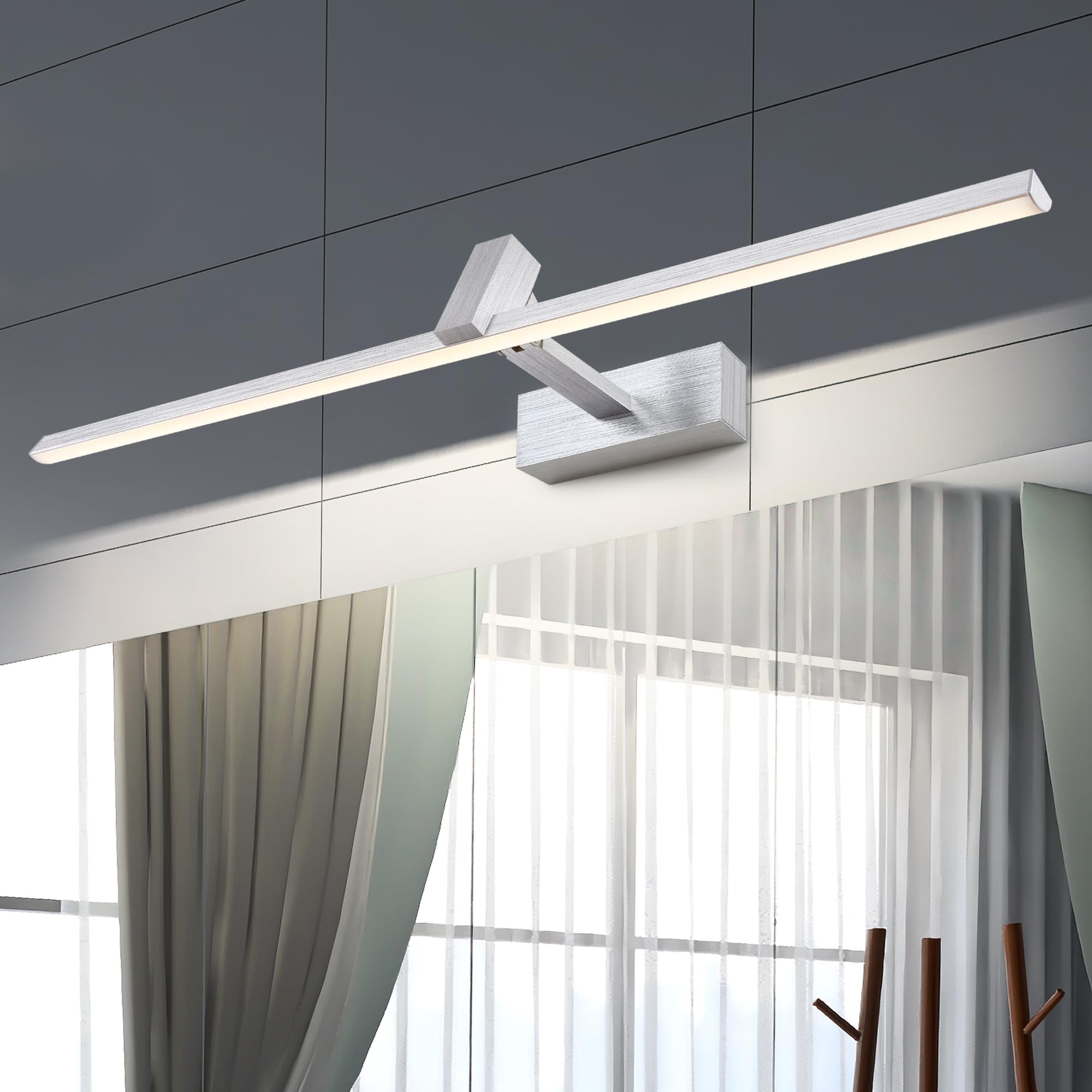 Mantolite LED Lampade da Parete 60cm 12W, Argento Spazzolato