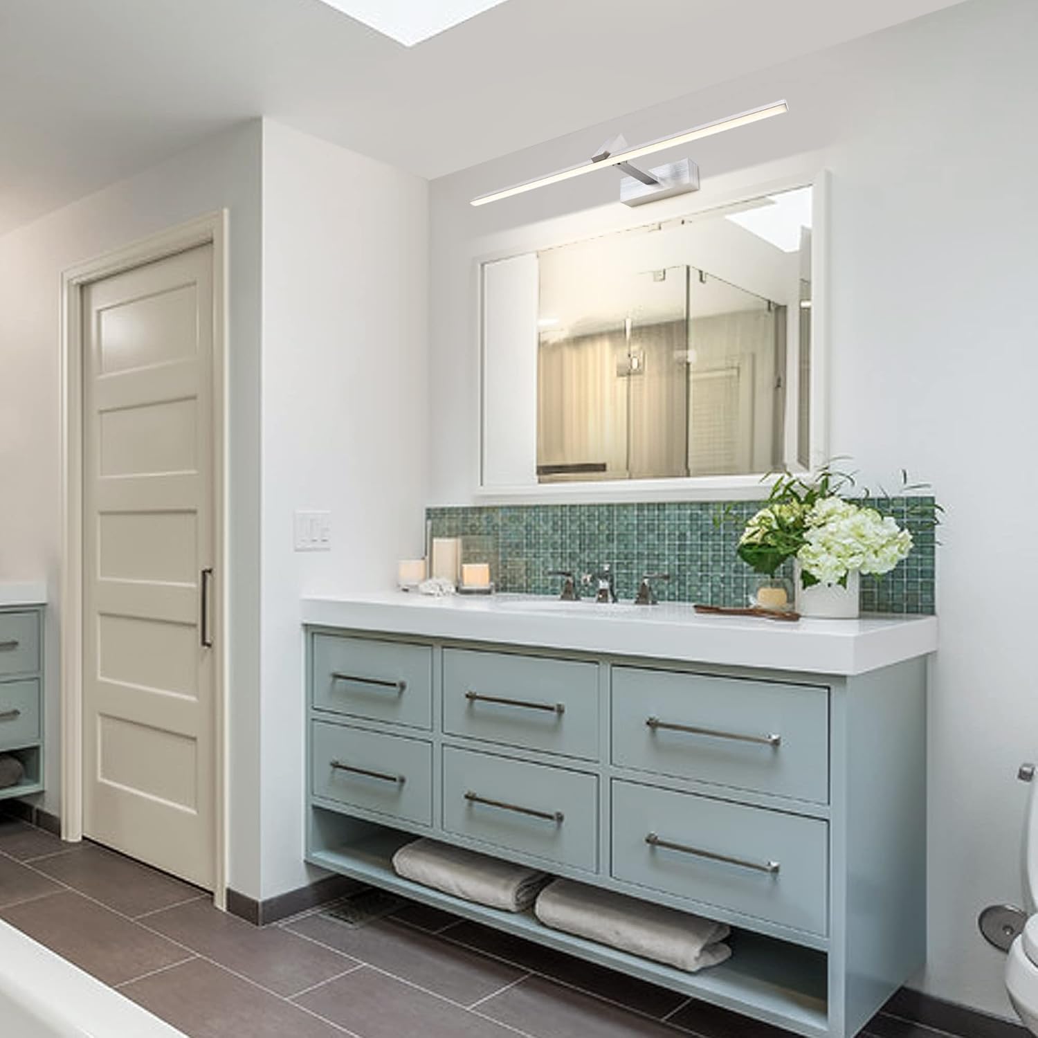 Mantolite LED Lampade da Parete 60cm 12W, Argento Spazzolato - immagine 3