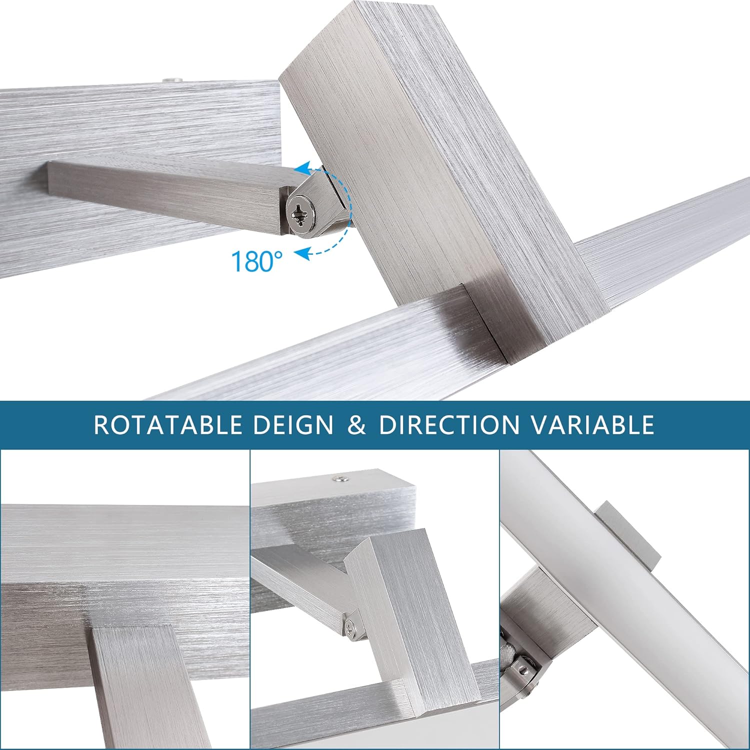 Mantolite LED Lampade da Parete 60cm 12W, Argento Spazzolato - immagine 6