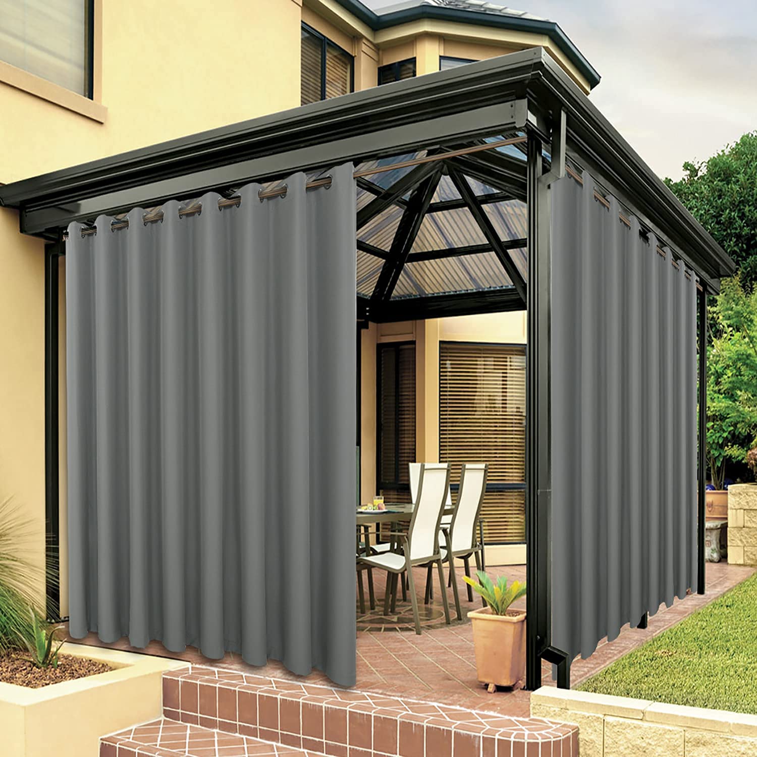 Bonzer Tende Impermeabili per Interni/Esterni, Grigio