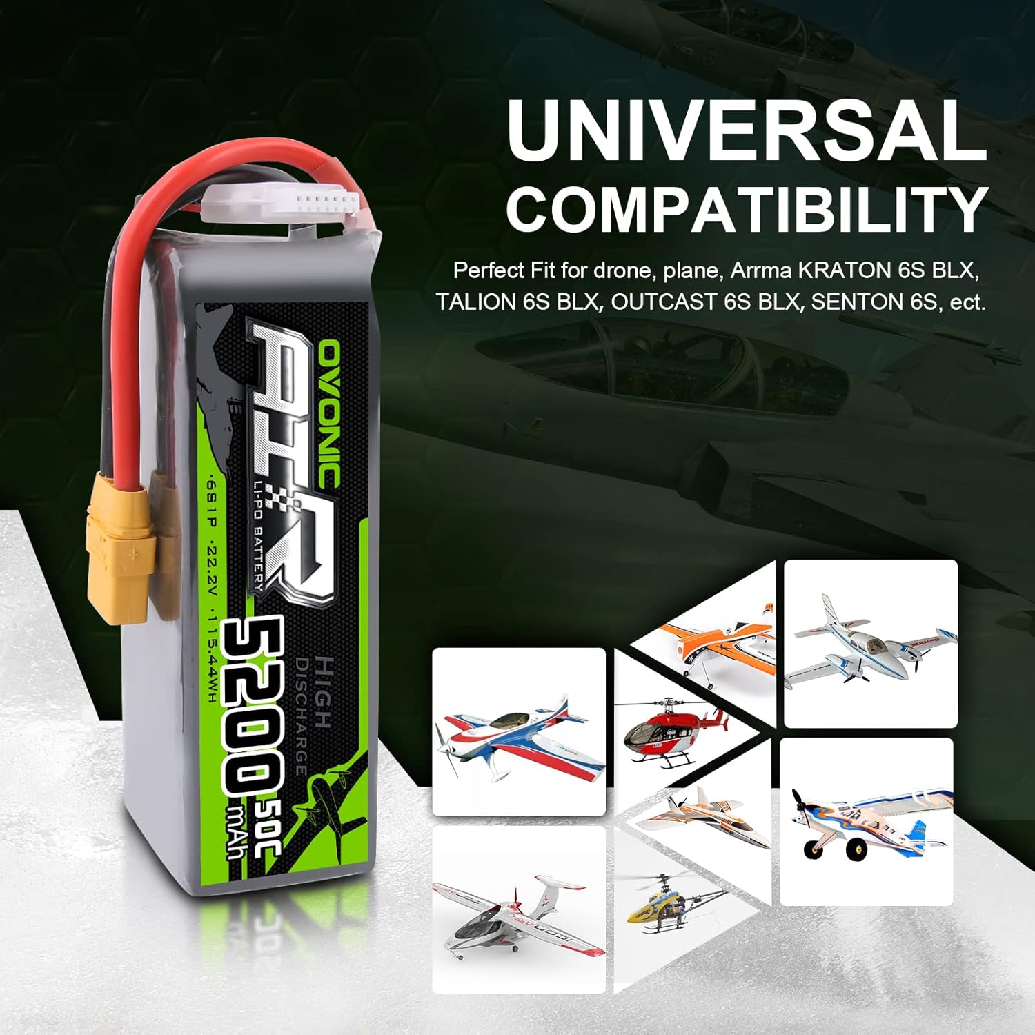 Ovonic 6S Lipo Batteria 5200mAh 22.2V XT90 - immagine 3