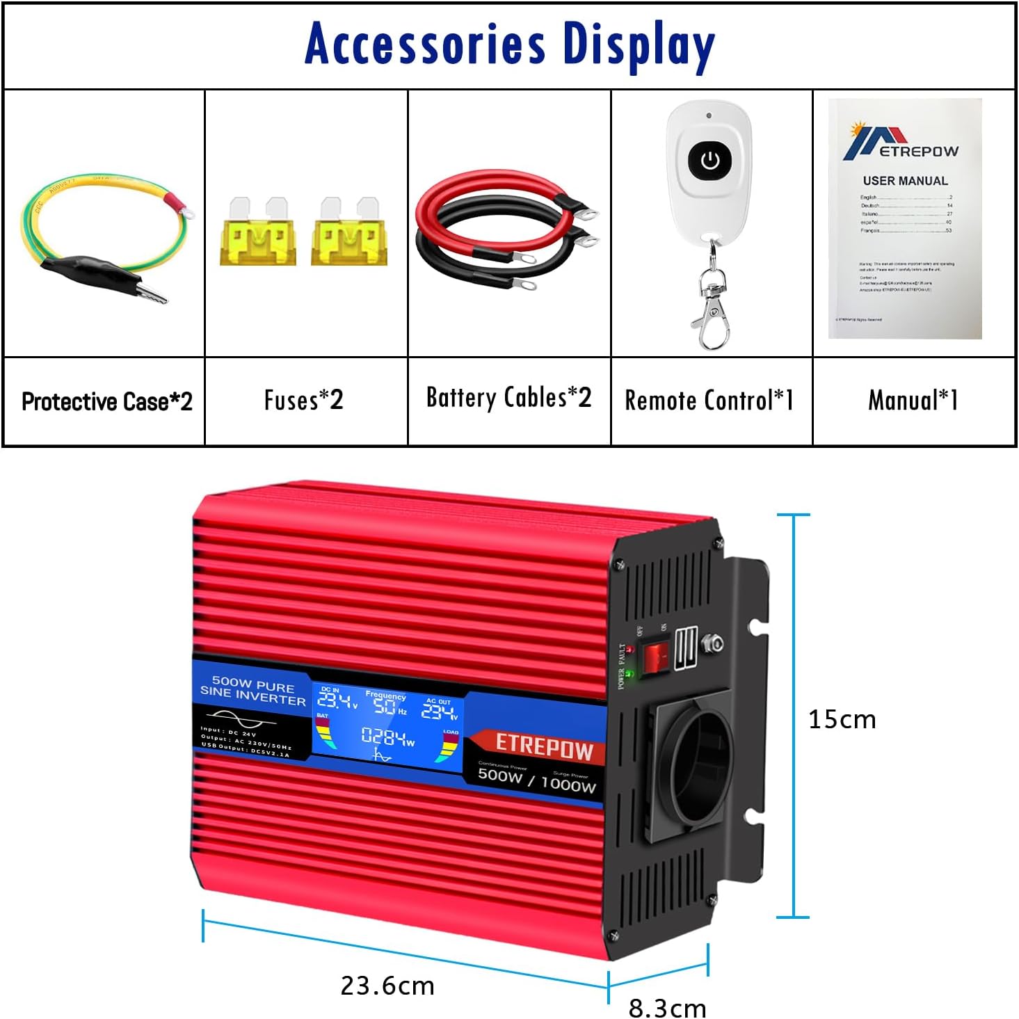 Etrepow Inverter Auto 500W Onda Sinusoidale Pura - immagine 6
