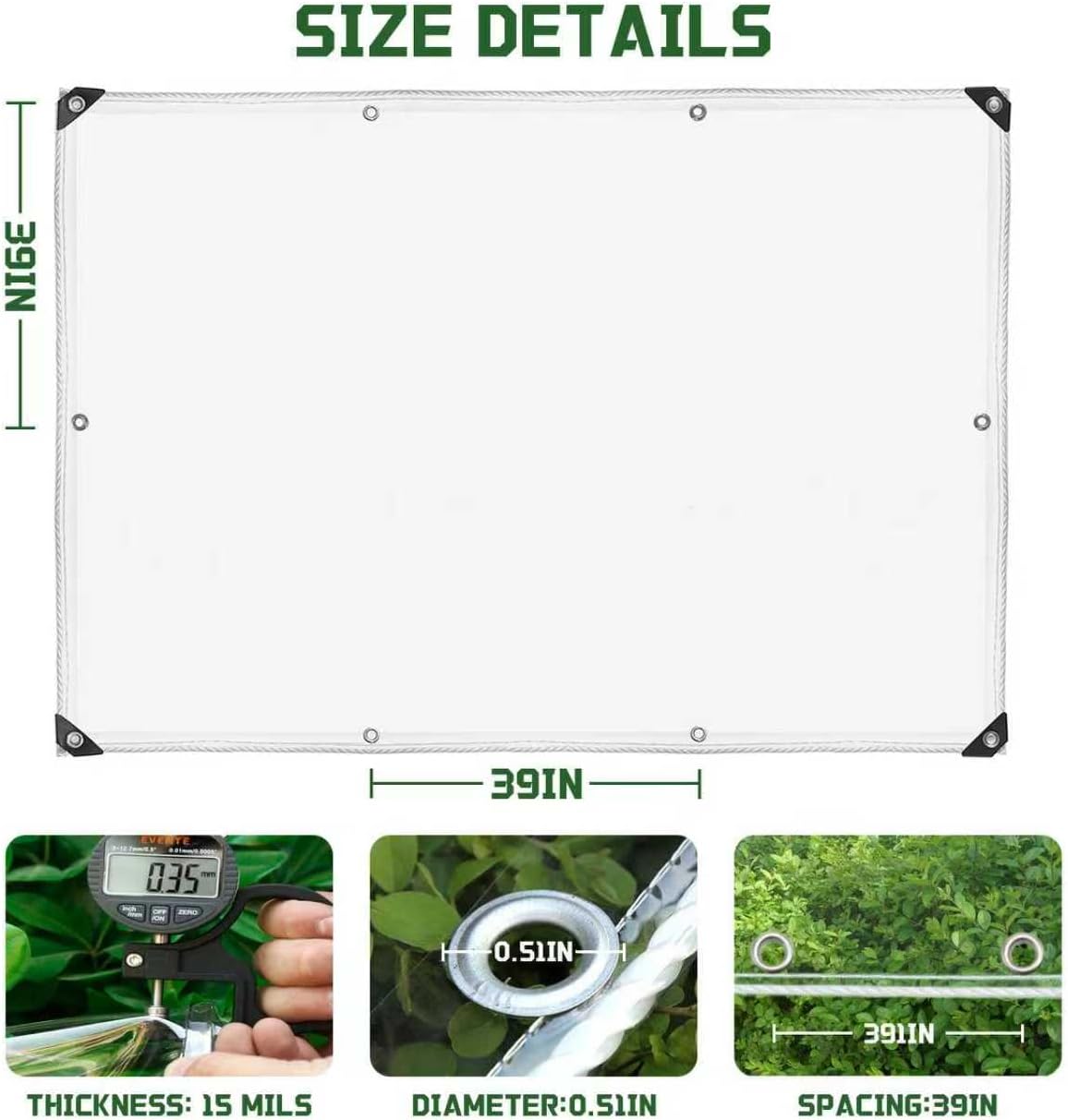 Telone Impermeabile Trasparente PVC 3x6m con Occhielli - immagine 3