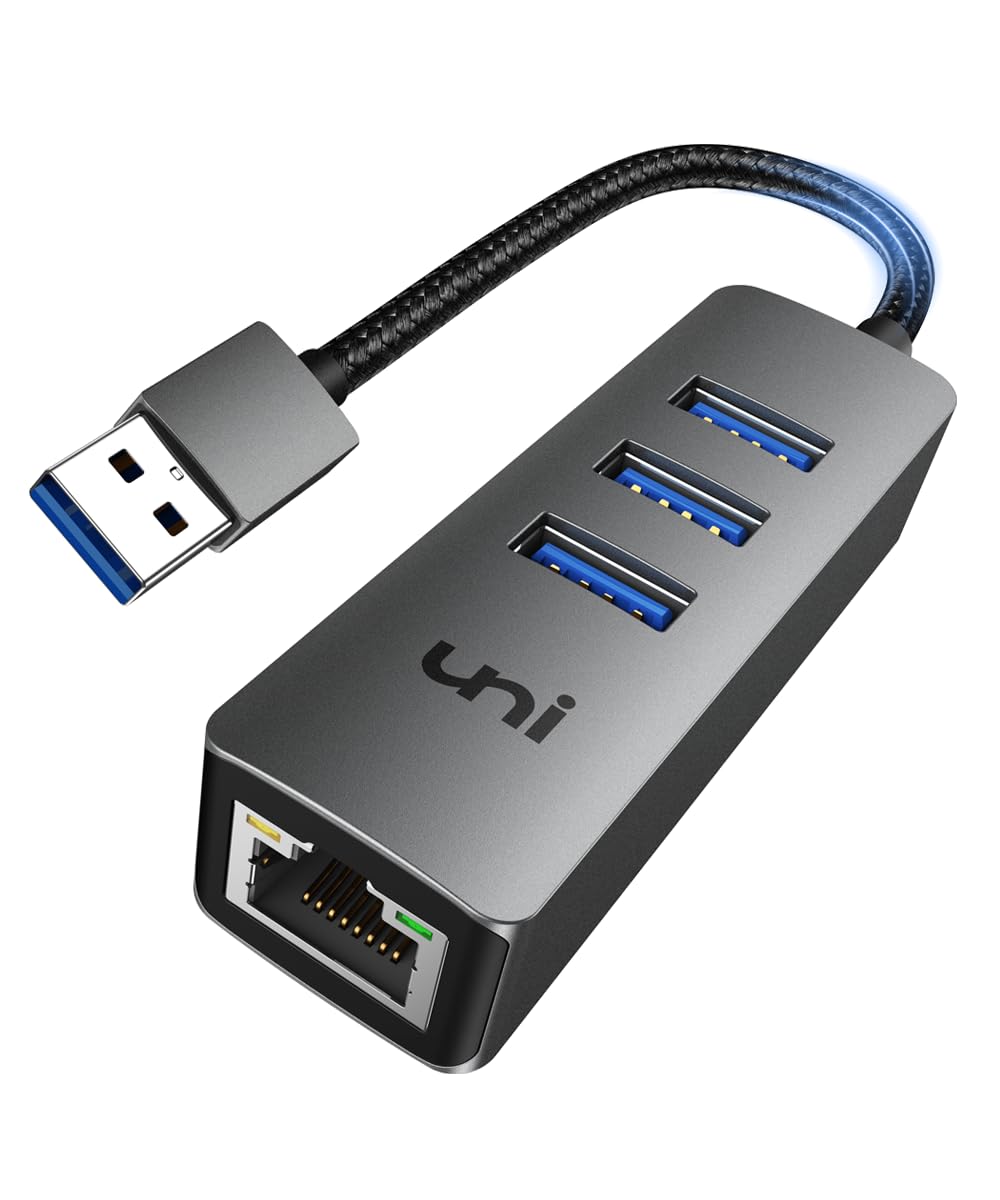 Adattatore USB Ethernet in Alluminio con 3 Porte USB 3.0