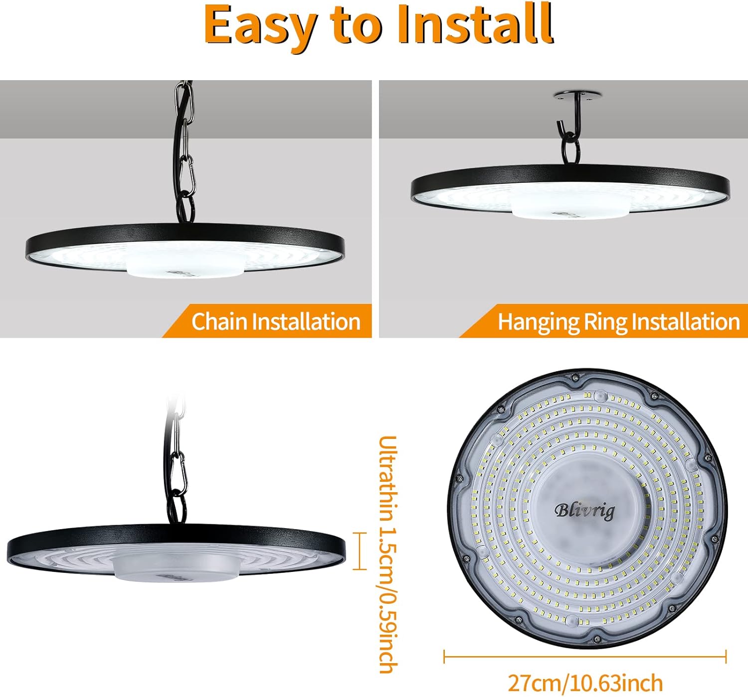 Blivrig Lampada Officina UFO LED 200W 6500K - immagine 7