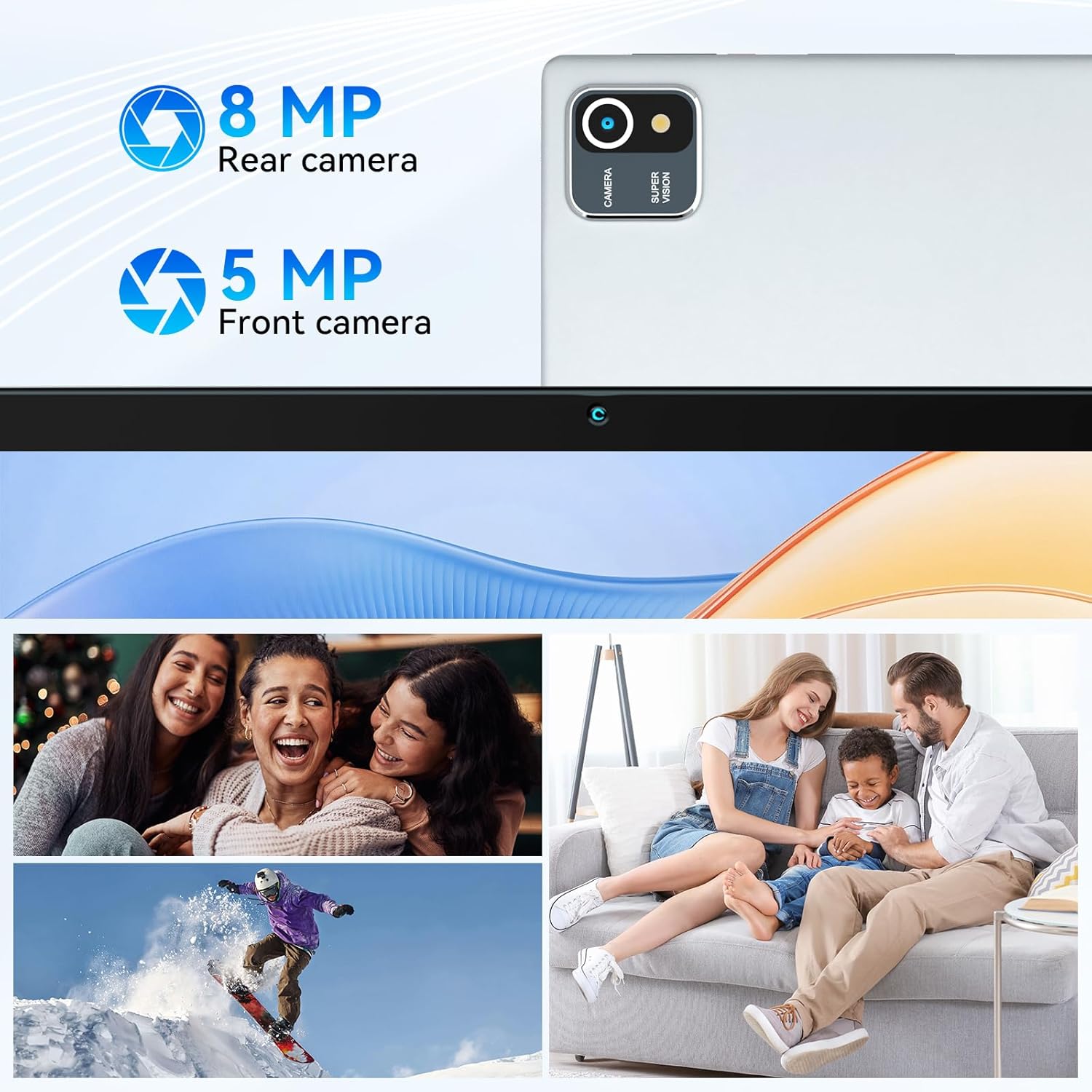 Tablet Android 13 da 10 Pollici 6GB RAM 64GB ROM, Argento - immagine 5