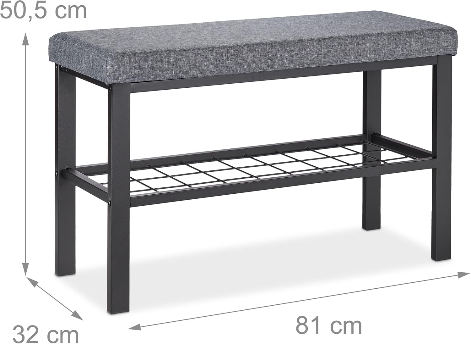 Relaxdays Panca con Scarpiera, Seduta Imbottita, Nero Grigio - immagine 3