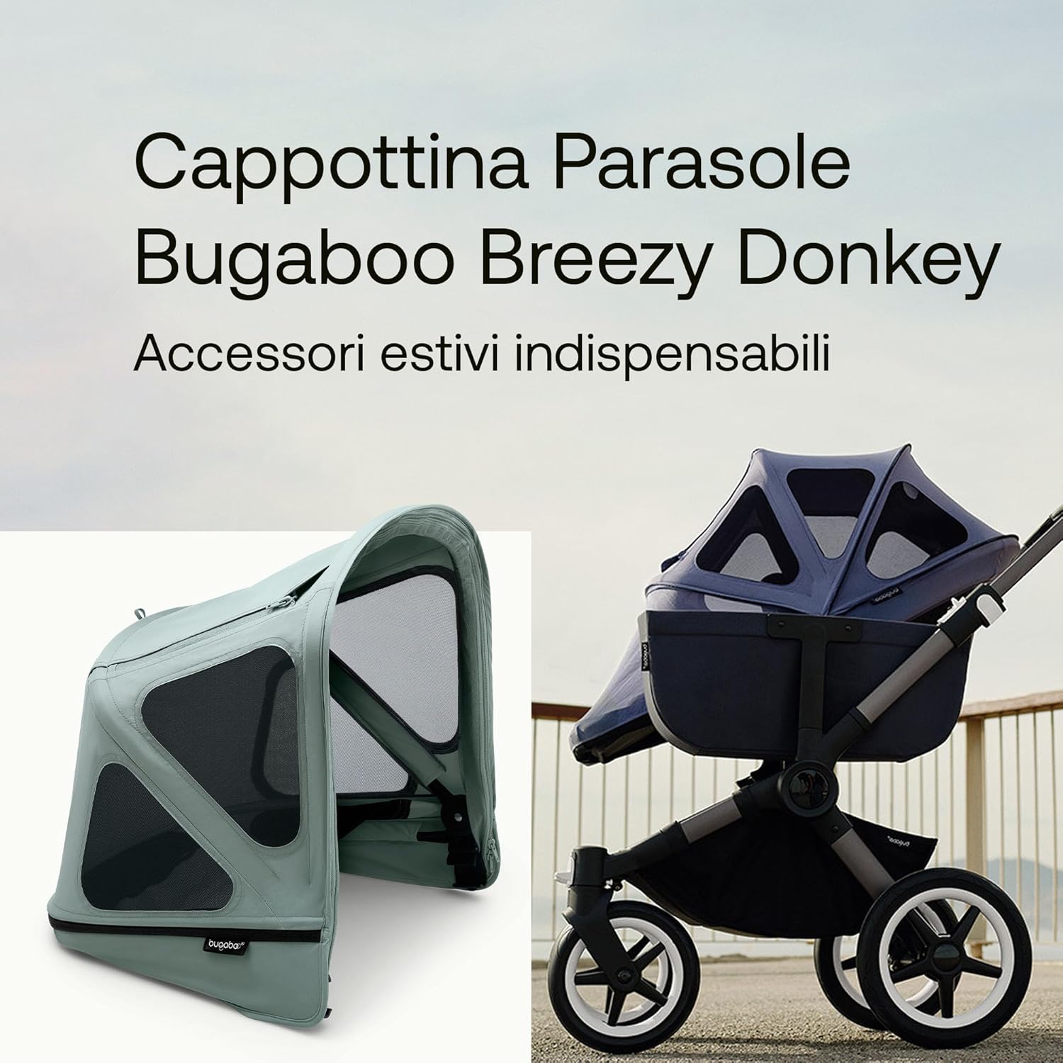Bugaboo Donkey Cappottina Breezy, Pine Green - immagine 2