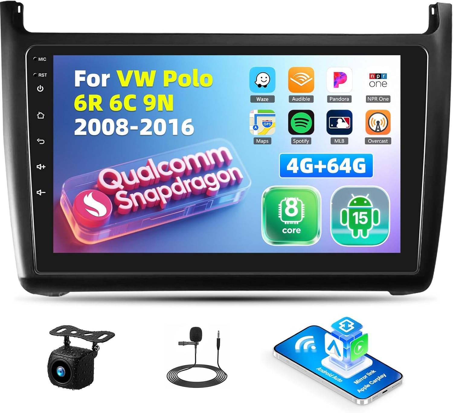 Sixtop Autoradio Android 15 per VW Polo 2011-2016 - immagine 1