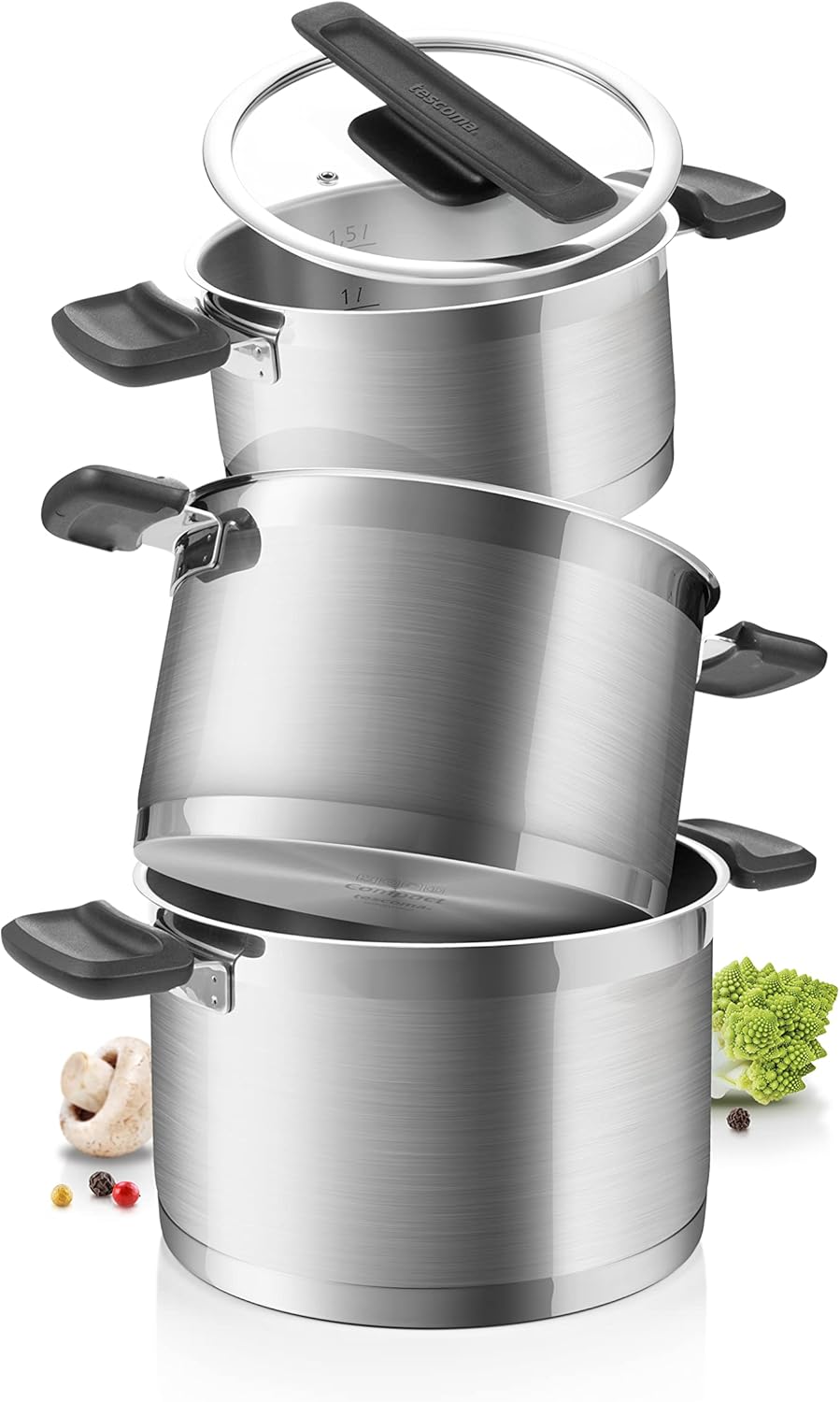Tescoma Compact - Set Pentole Acciaio Inox 6 Pezzi - immagine 3