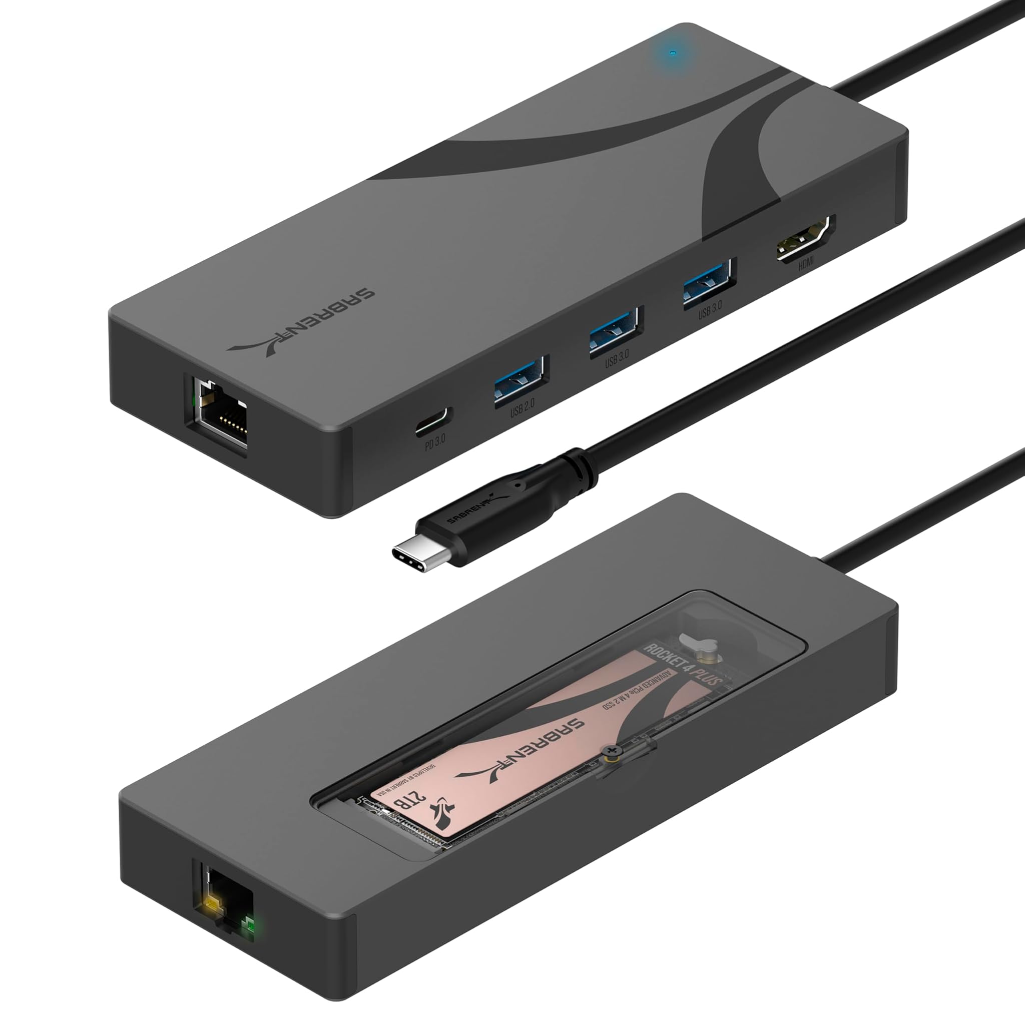 Sabrent Hub USB-C Dock a 6 Porte con Slot per SSD M.2