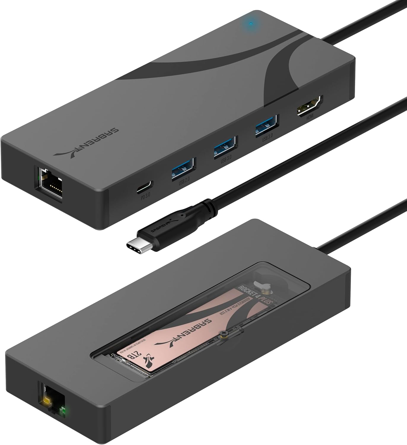 Sabrent Hub USB-C Dock a 6 Porte con Slot per SSD M.2 - immagine 1