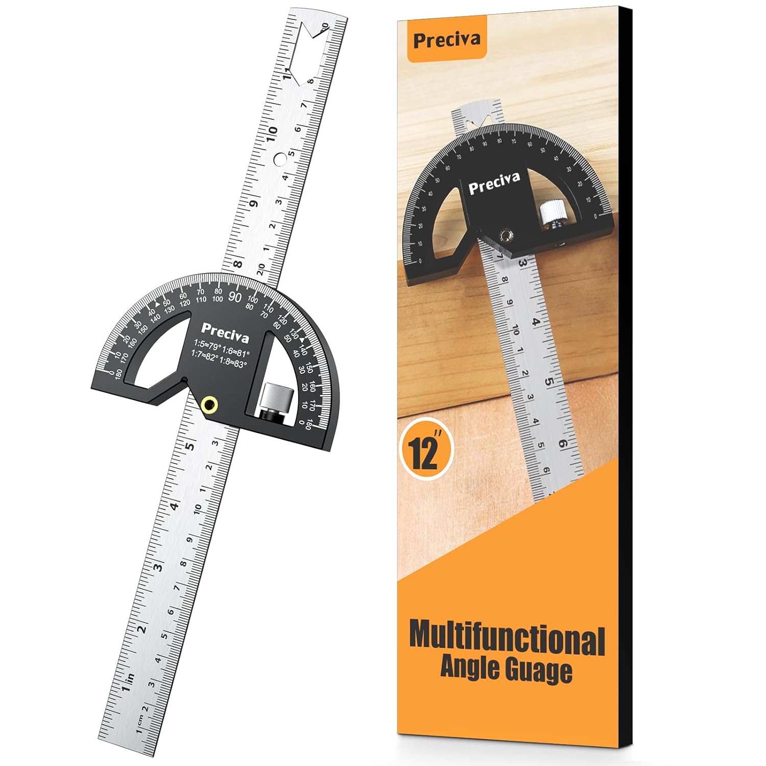 Preciva Goniometro Angolare 0-180° Acciaio Inox - immagine 1