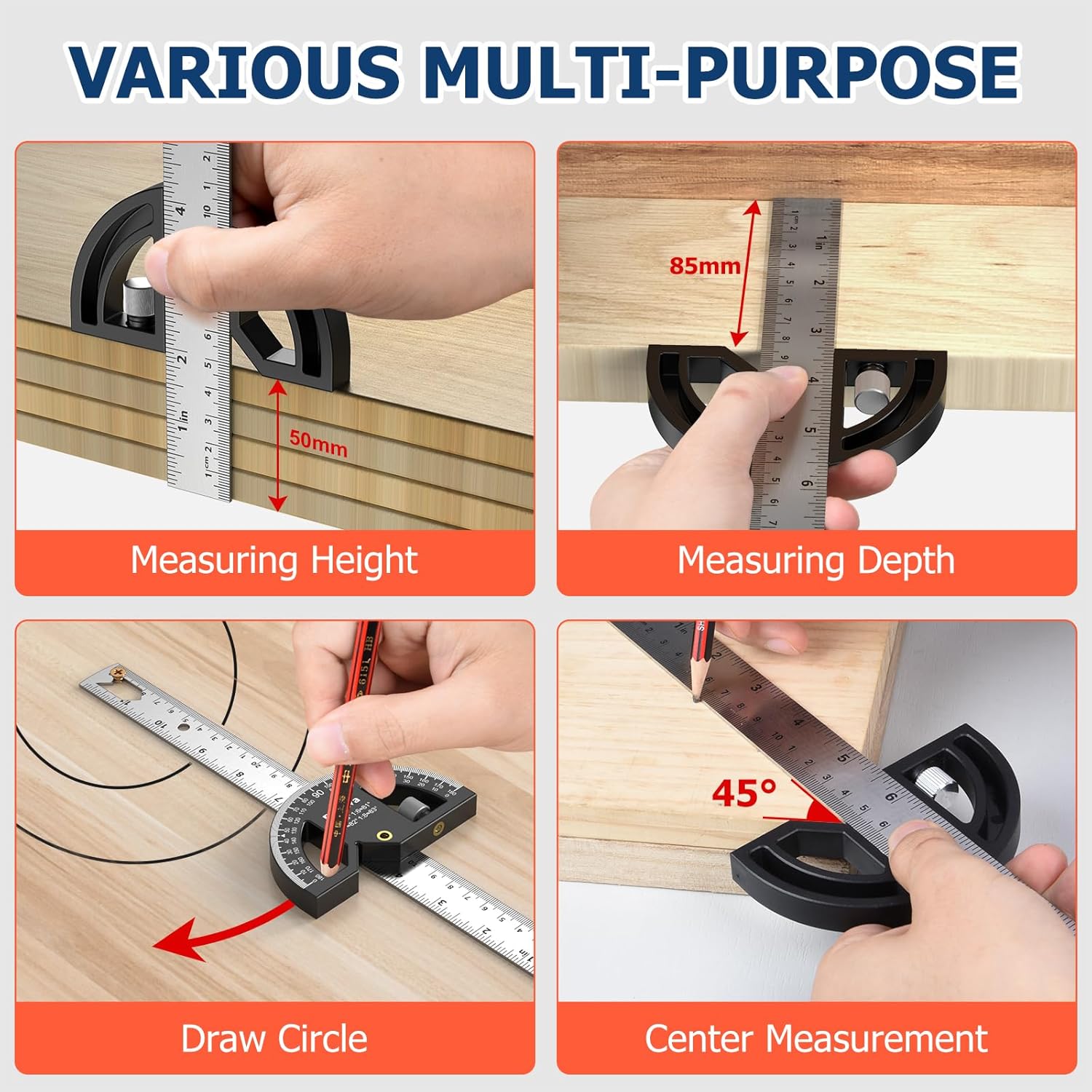 Preciva Goniometro Angolare 0-180° Acciaio Inox - immagine 4