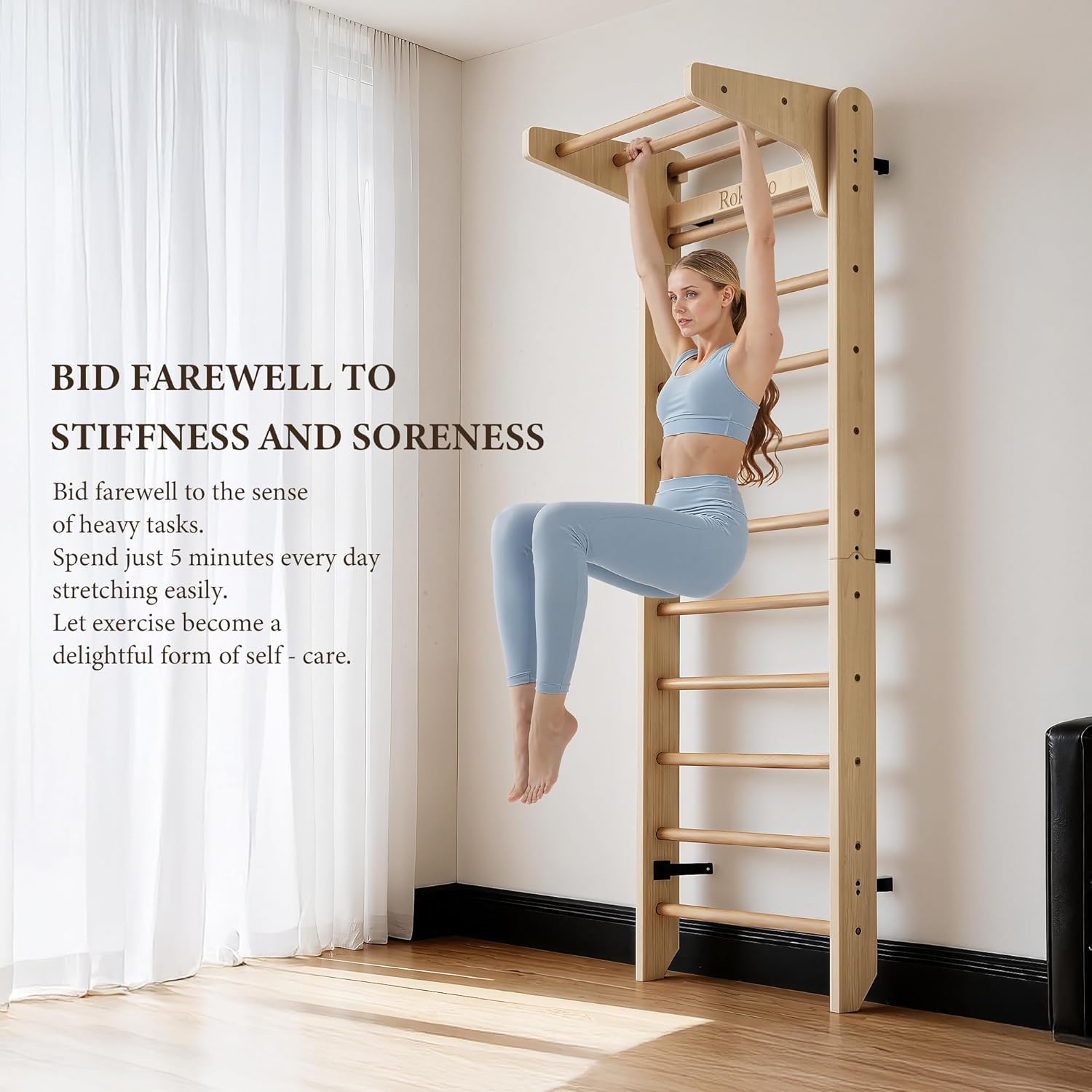 Scala Svedese Multifunzione da Ginnastica in Legno - immagine 2