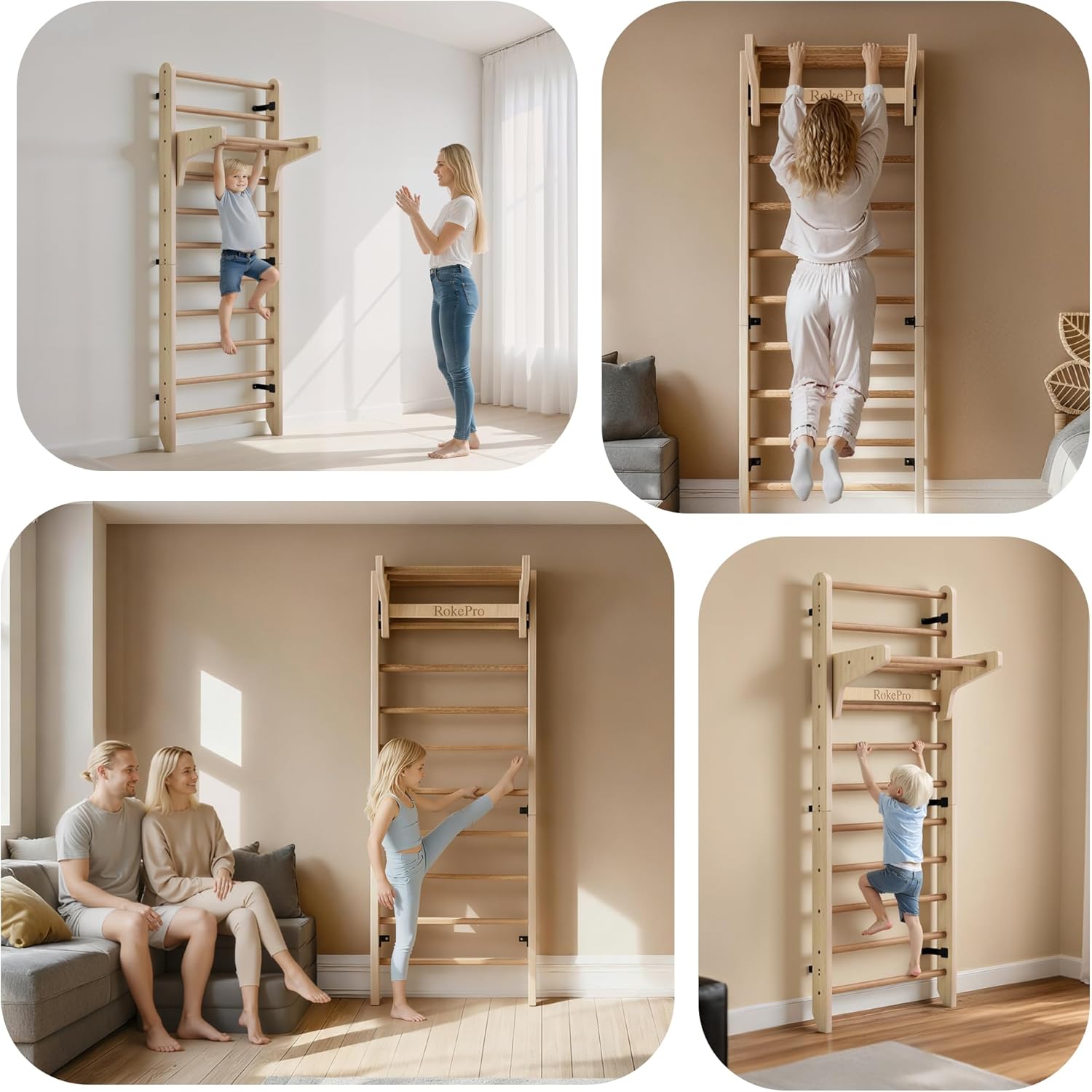 Scala Svedese Multifunzione da Ginnastica in Legno - immagine 4