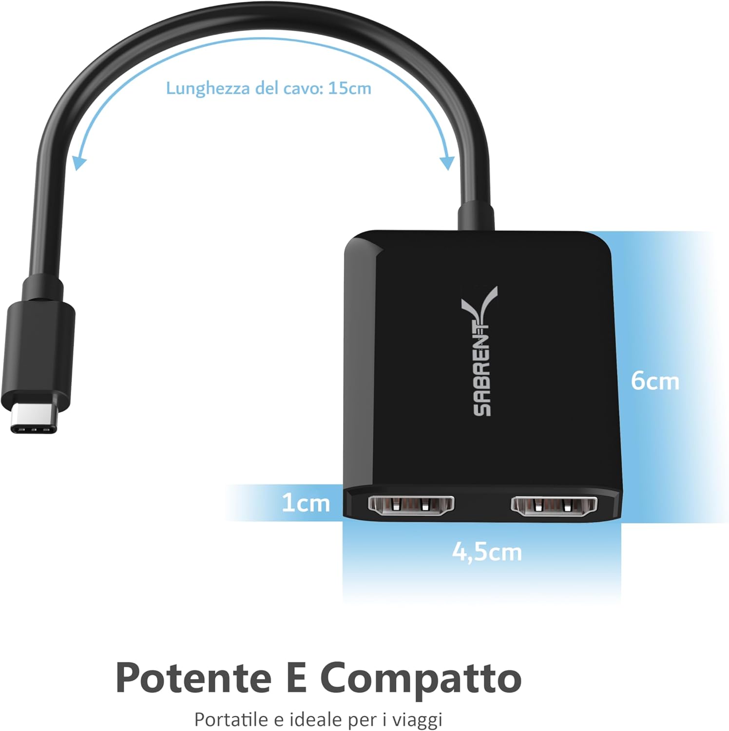 Sabrent Adattatore USB-C a Doppio HDMI (DA-UCDH) - immagine 6