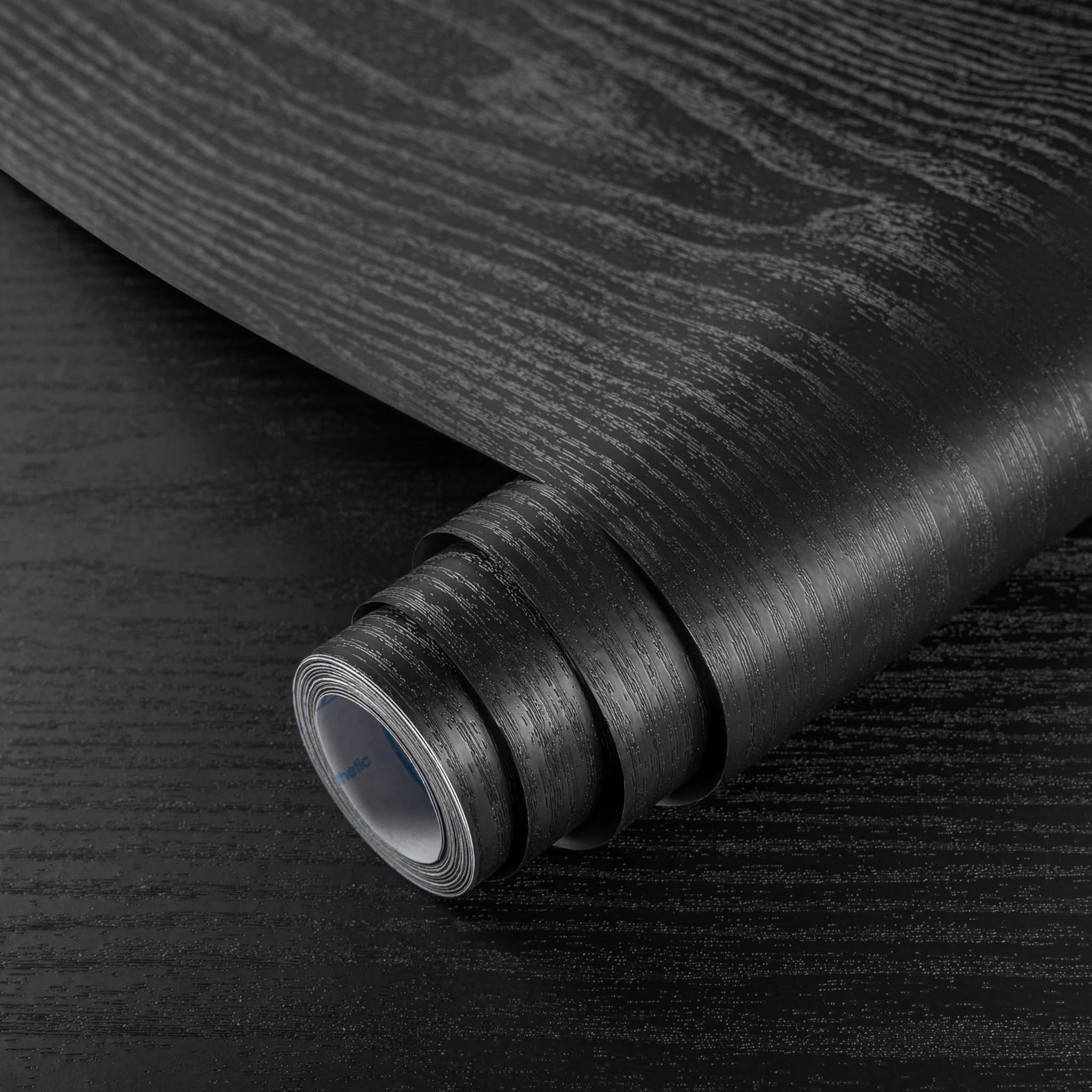 Hode Carta da Parati Autoadesiva Effetto Legno Nero 60x1000cm