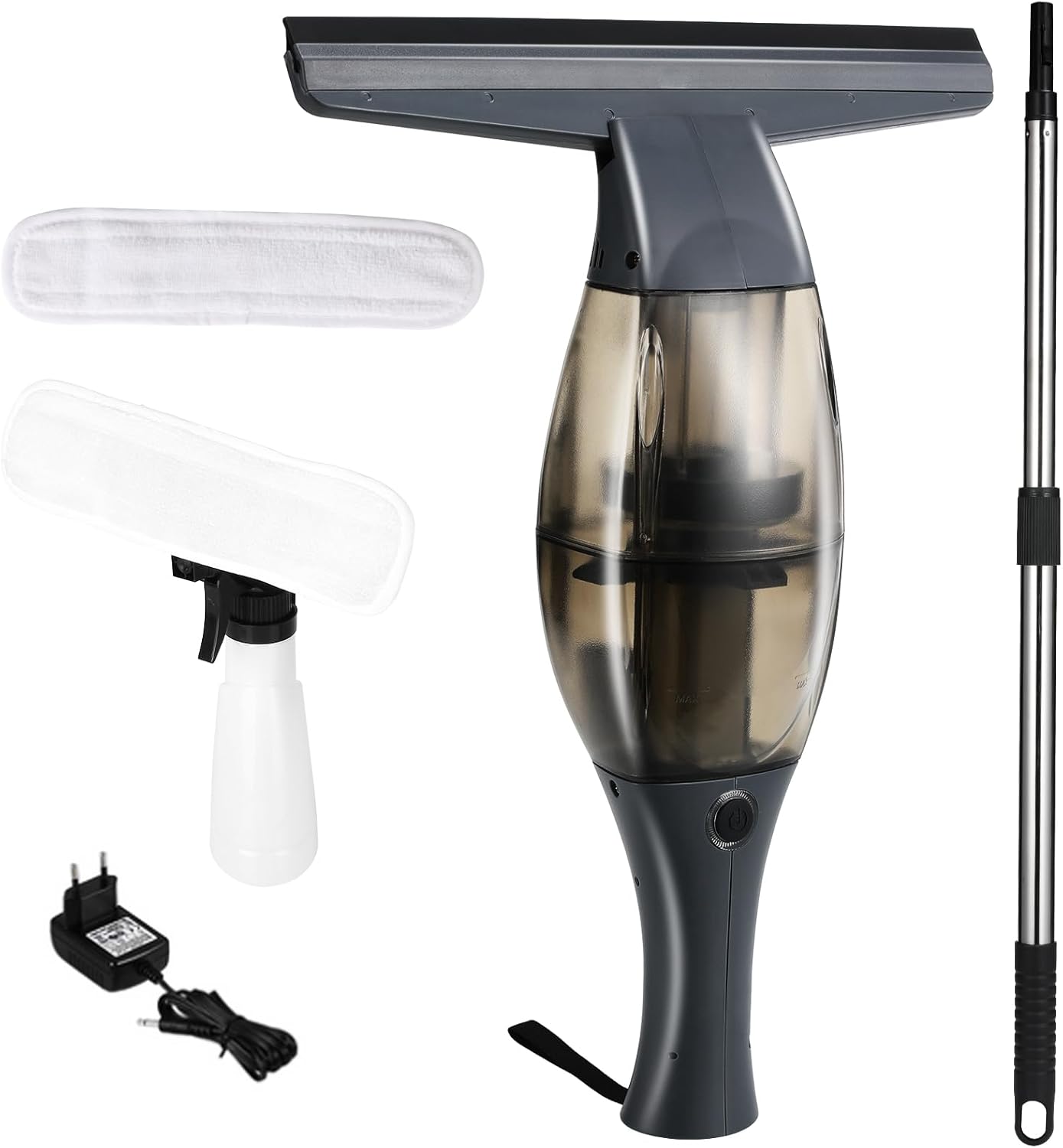 Aspiravetri a Batteria con Manico Telescopico, Nero - immagine 1