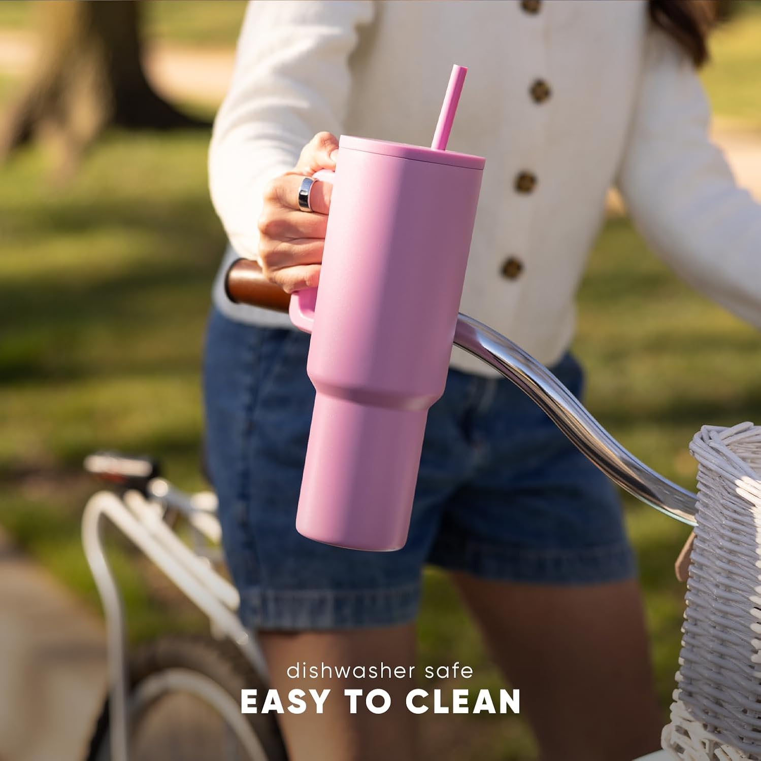 Simple Modern Tazza Termica con Cannuccia e Manico 1180ml - immagine 4