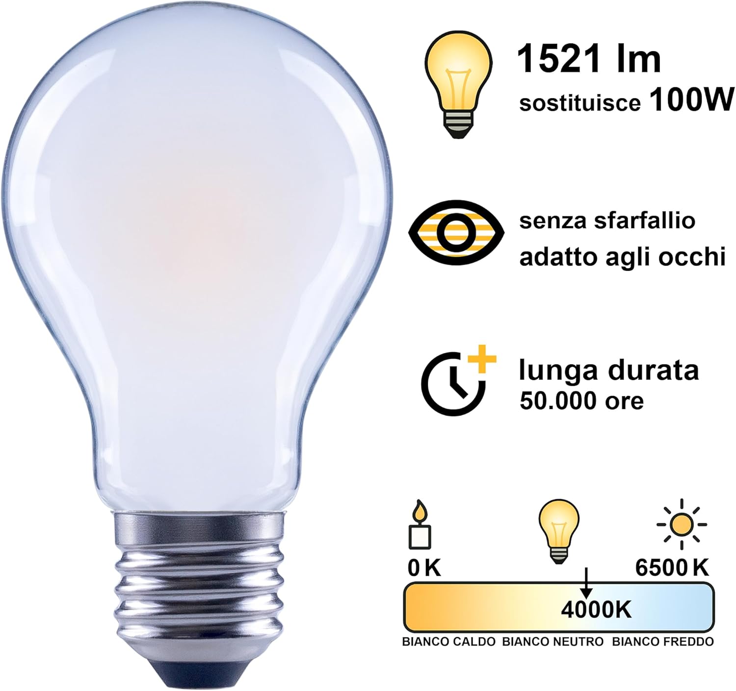 Greenandco 8 Lampadine Filamento LED E27 A60 7,2W - immagine 2