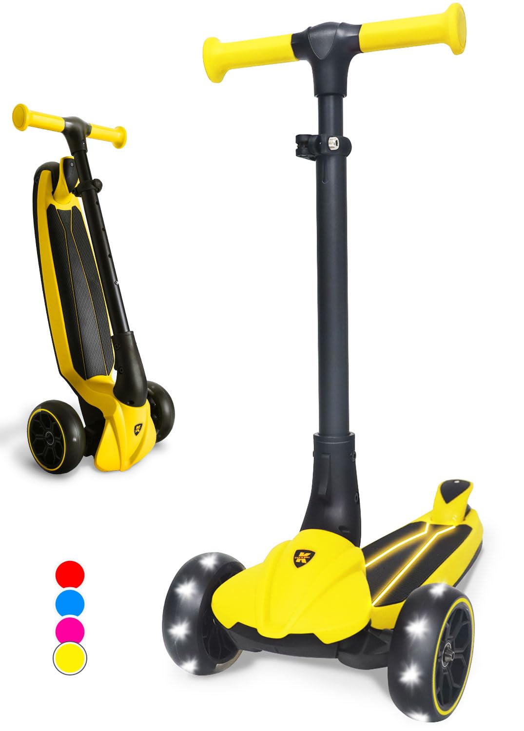 Kicknroll Monopattino 3 Ruote LED Pieghevole