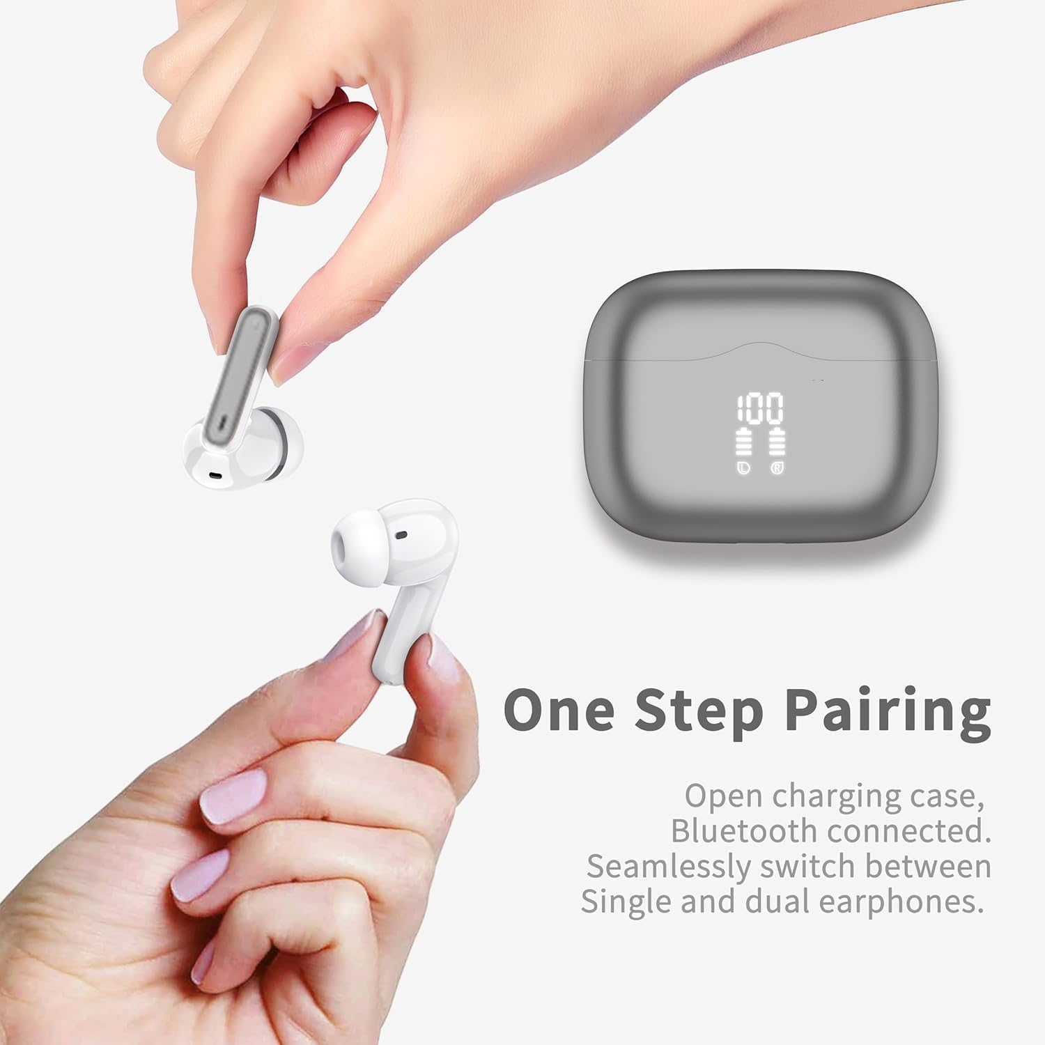 Cuffie Bluetooth 5.4 In Ear, Auricolari Bluetooth 3D Bass Stereo con 4 ...