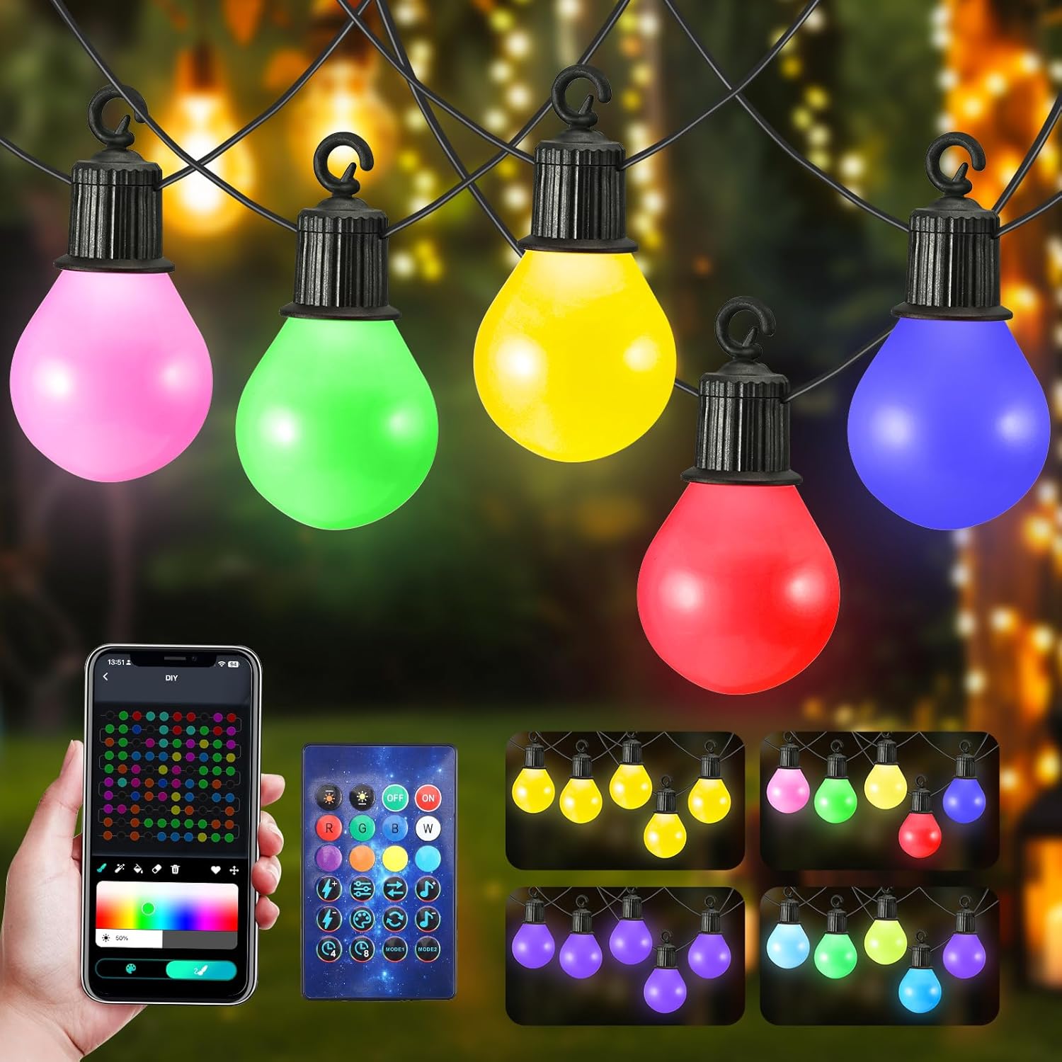 Ghirlande Luci Esterni LED 33m con 50 Lampadine - immagine 1