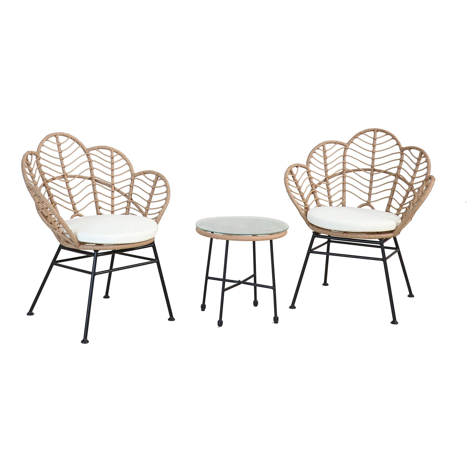 Salotto da Giardino Esterno Fiji in Polyrattan Naturale