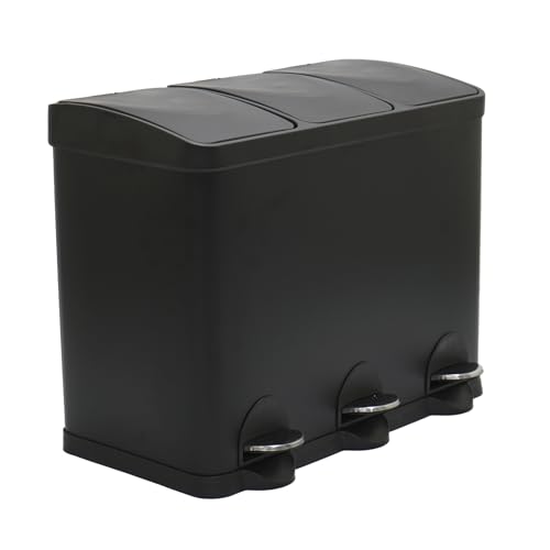 Amig Secchio Spazzatura Triplo con Pedali 45L, Nero Opaco
