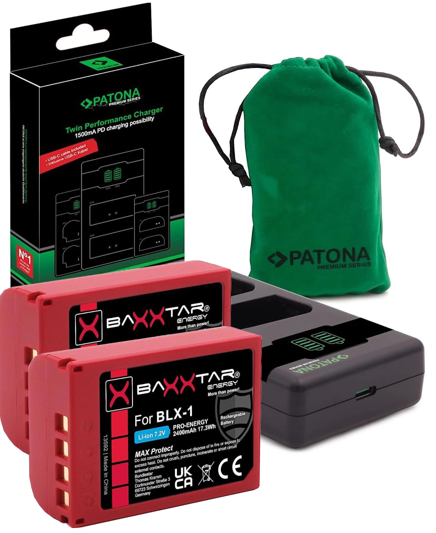 Baxxtar MaxProtect BLX-1 Batteria 2400mAh per OM-1