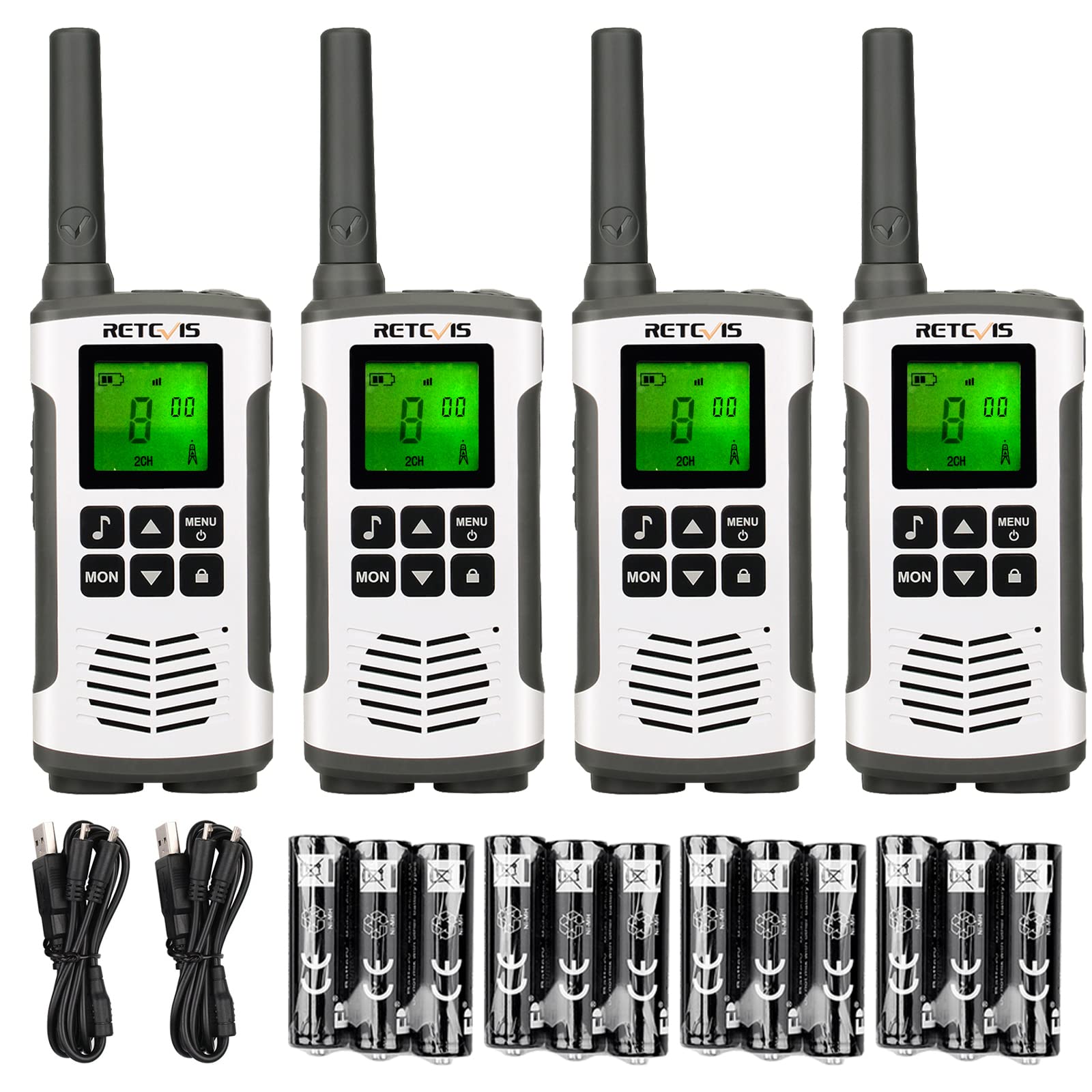 Retevis RT45 Walkie-Talkie PMR446 16CH (4 Pezzi) Bianco