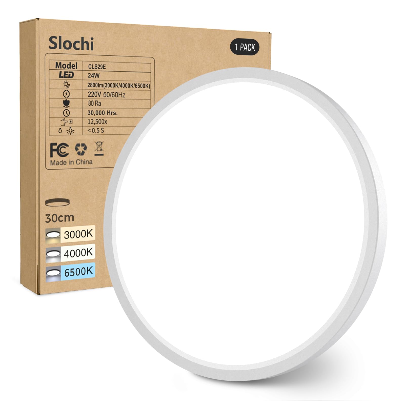Slochi Plafoniera LED Soffitto 24W Ø30CM