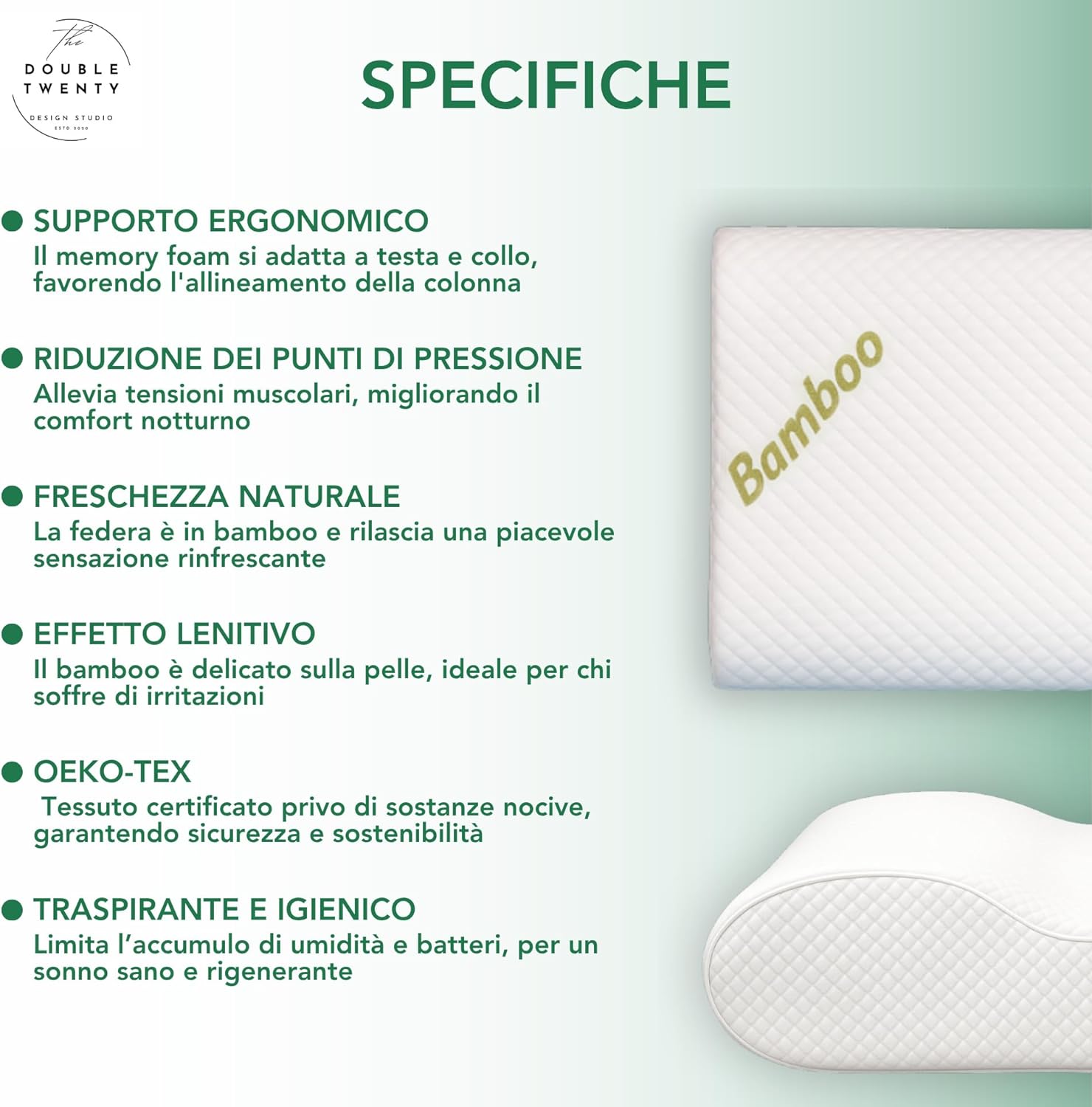 The Double Twenty - Cuscino Cervicale Memory Foam - immagine 4