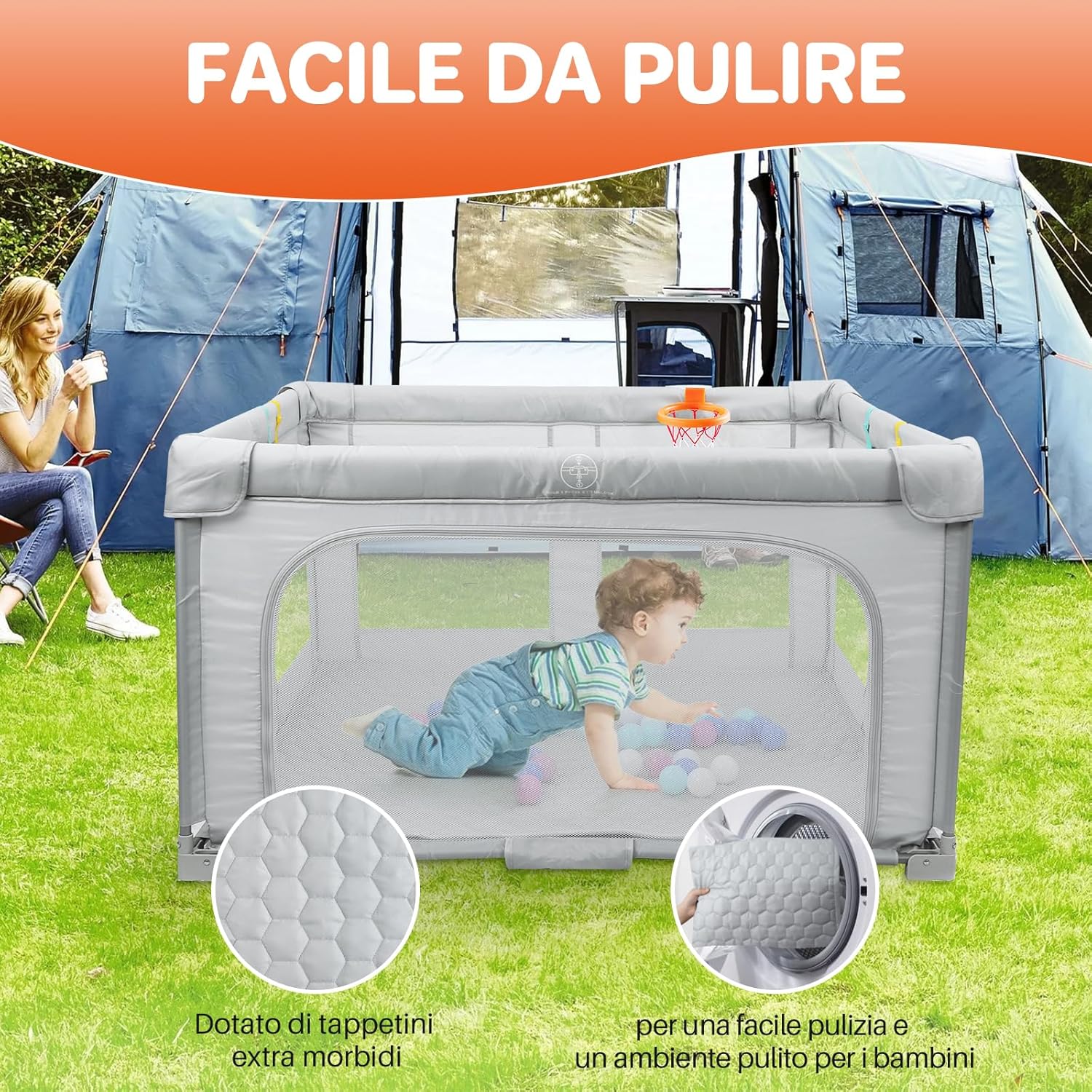 Funykich Recinto per Bambini Pieghevole 127x127x70 cm - immagine 4