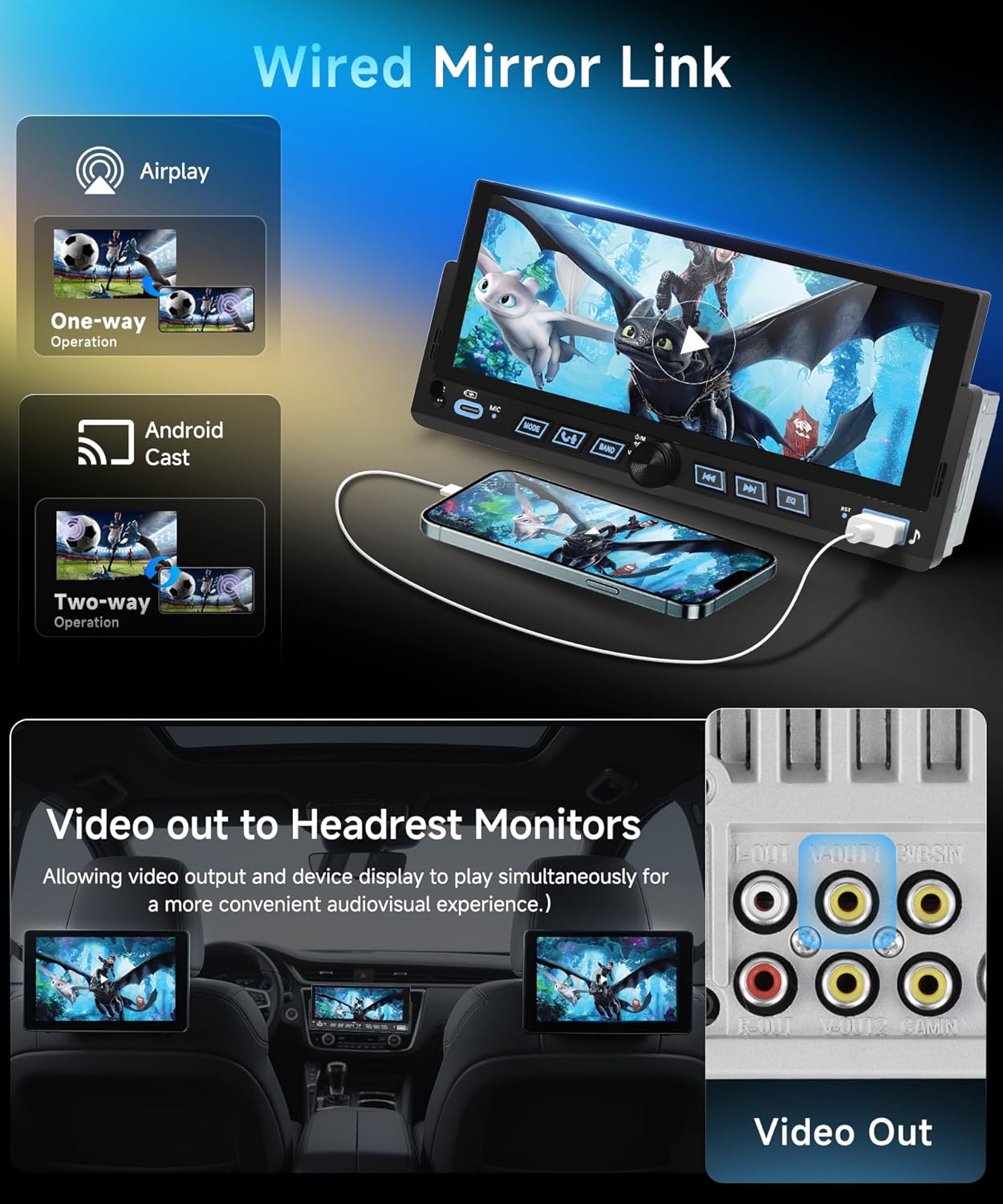 Autoradio 1 Din 6,86" con CarPlay Android Auto Wireless - immagine 3