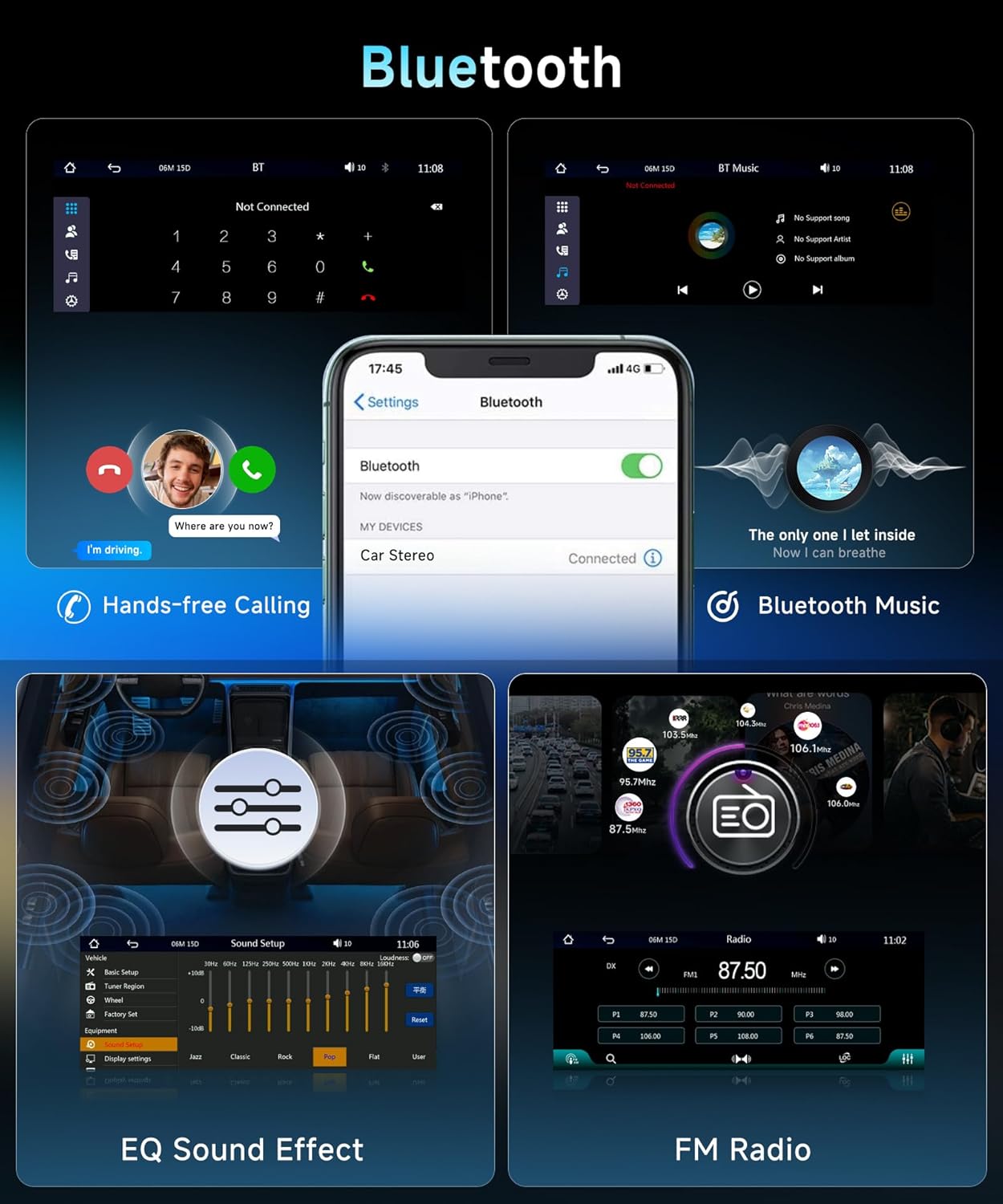 Autoradio 1 Din 6,86" con CarPlay Android Auto Wireless - immagine 4