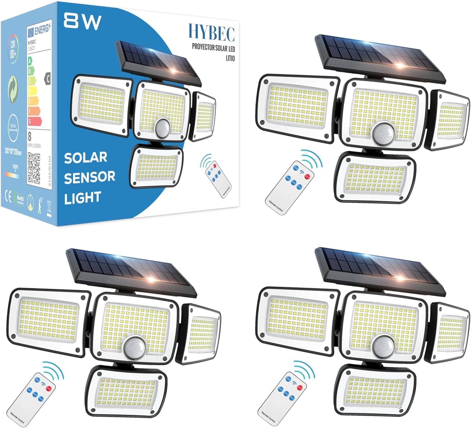 Luci Solari da Giardino Potenti con Sensore Movimento (3 Pack)