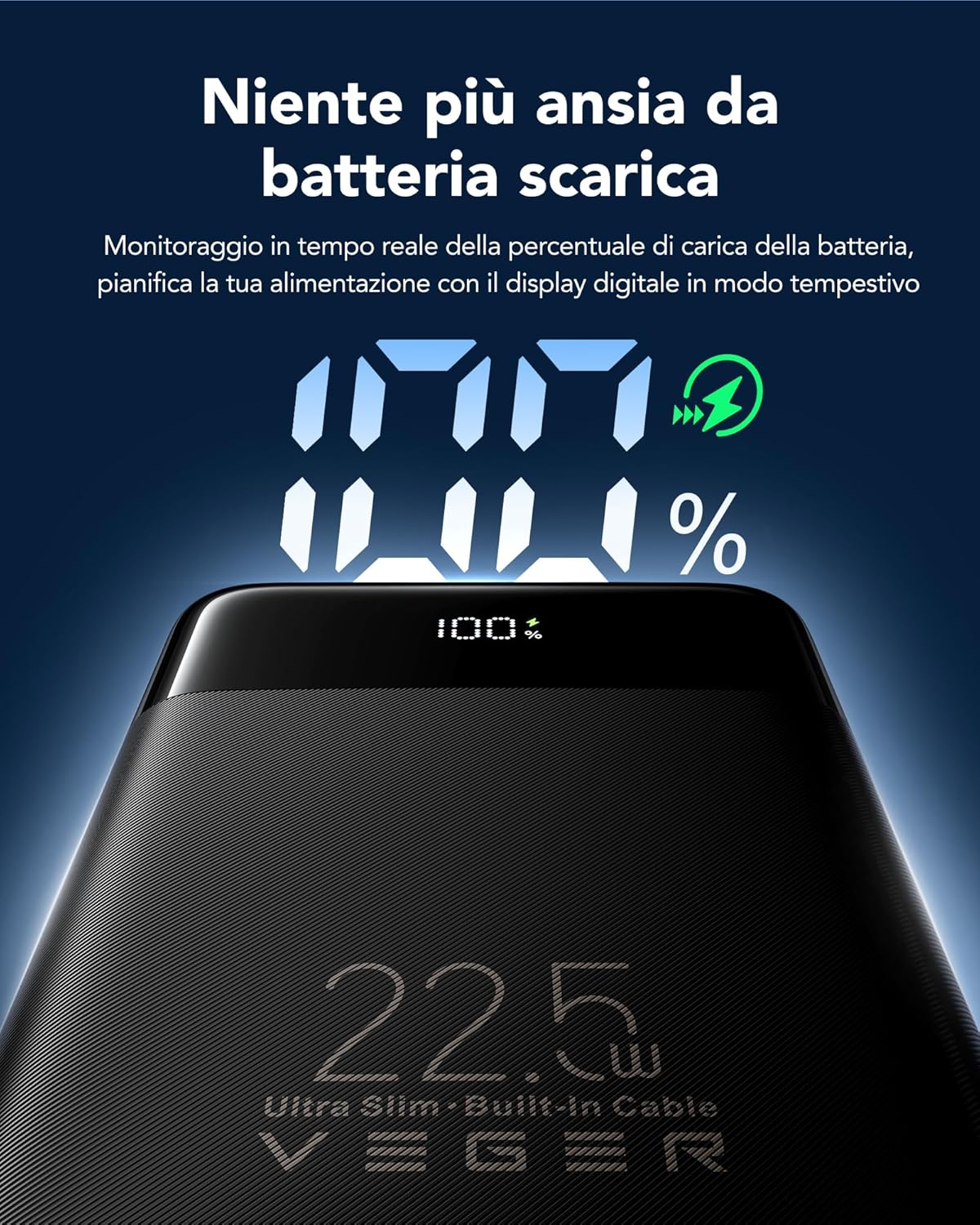 Veger Power Bank 10000mAh con Cavi Integrati 22.5W - immagine 7